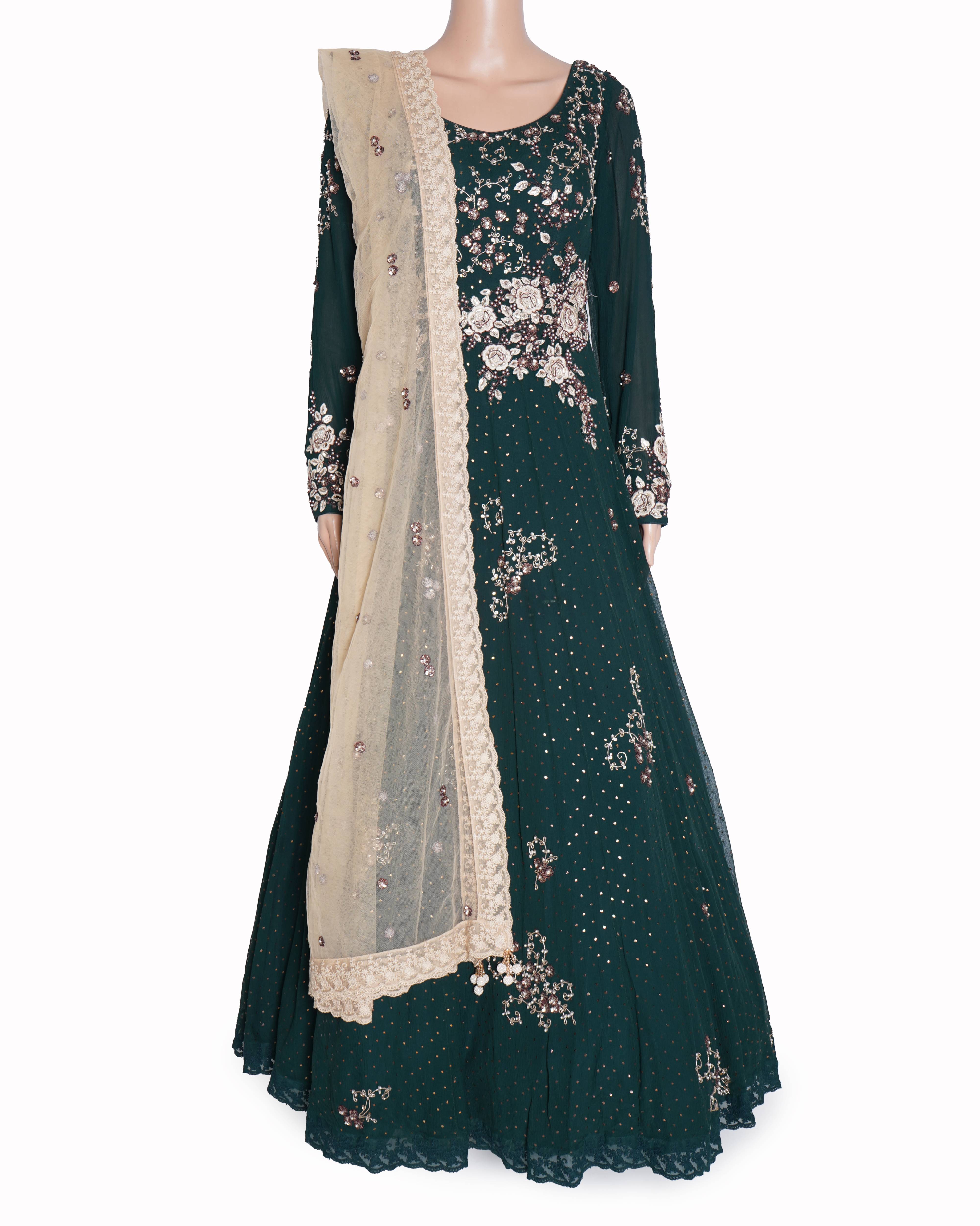 Dolly J Embroidered Anarkali With Leggings & Dupatta