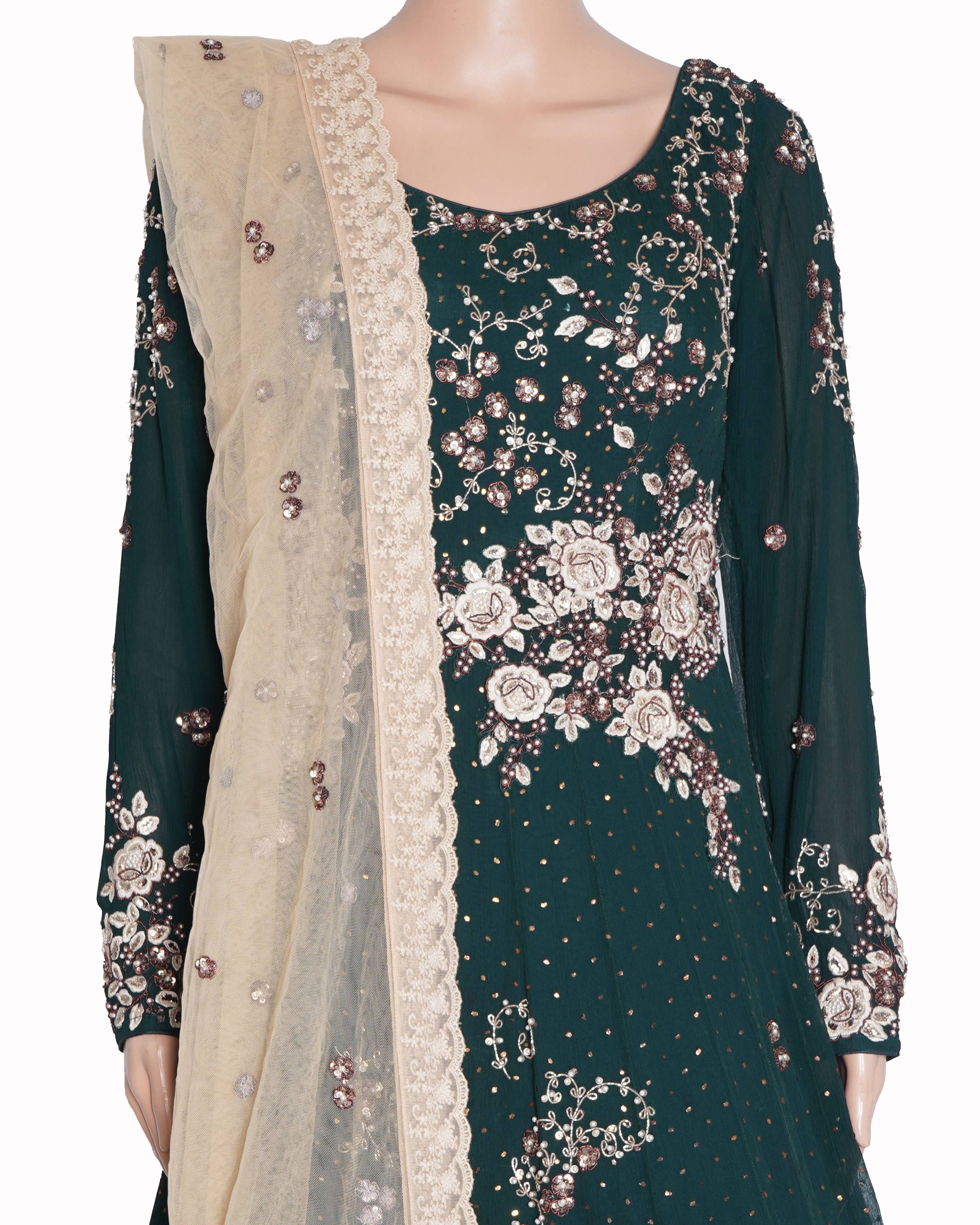 Dolly J Embroidered Anarkali With Leggings & Dupatta