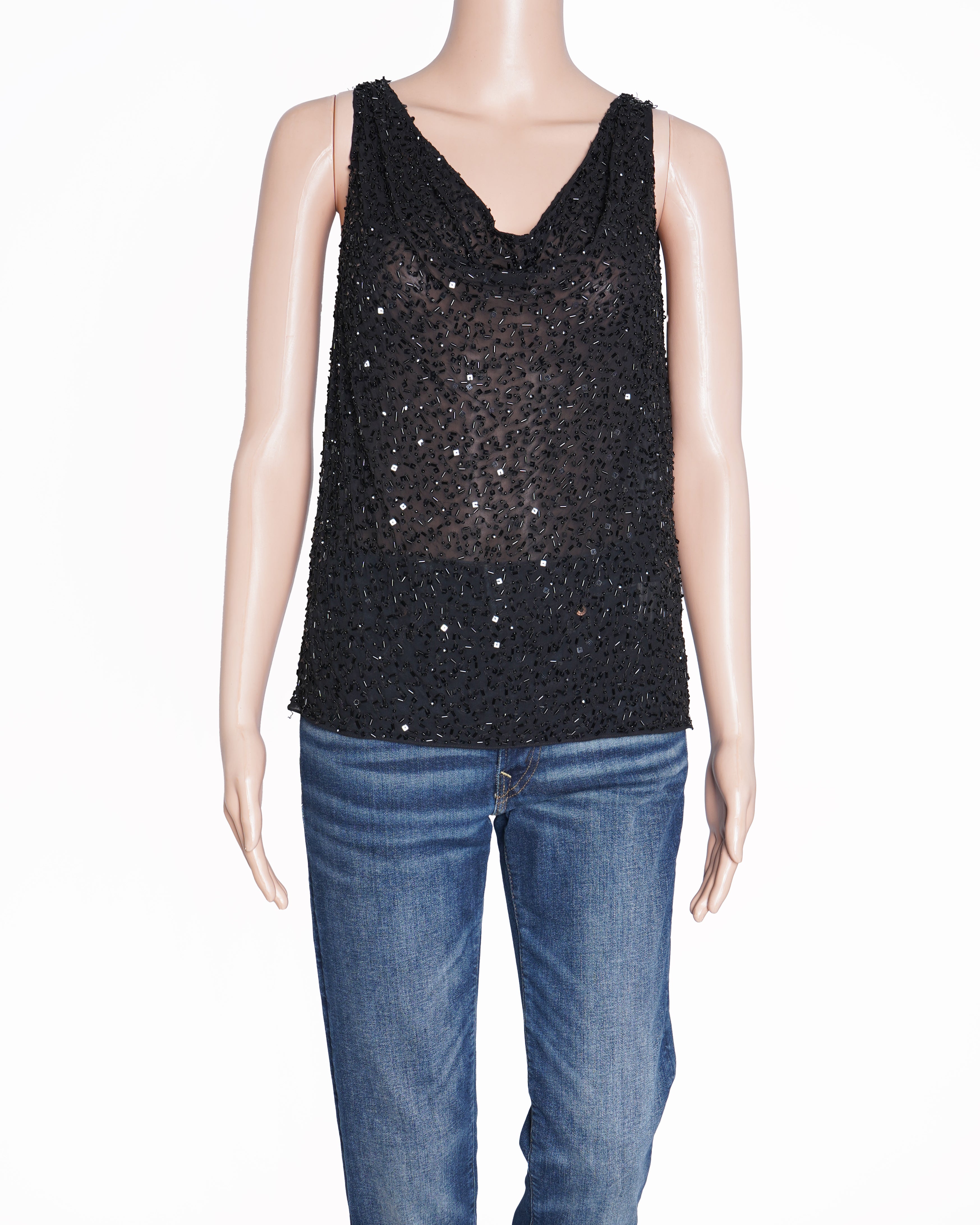 Alice + Olivia Sequin top in black