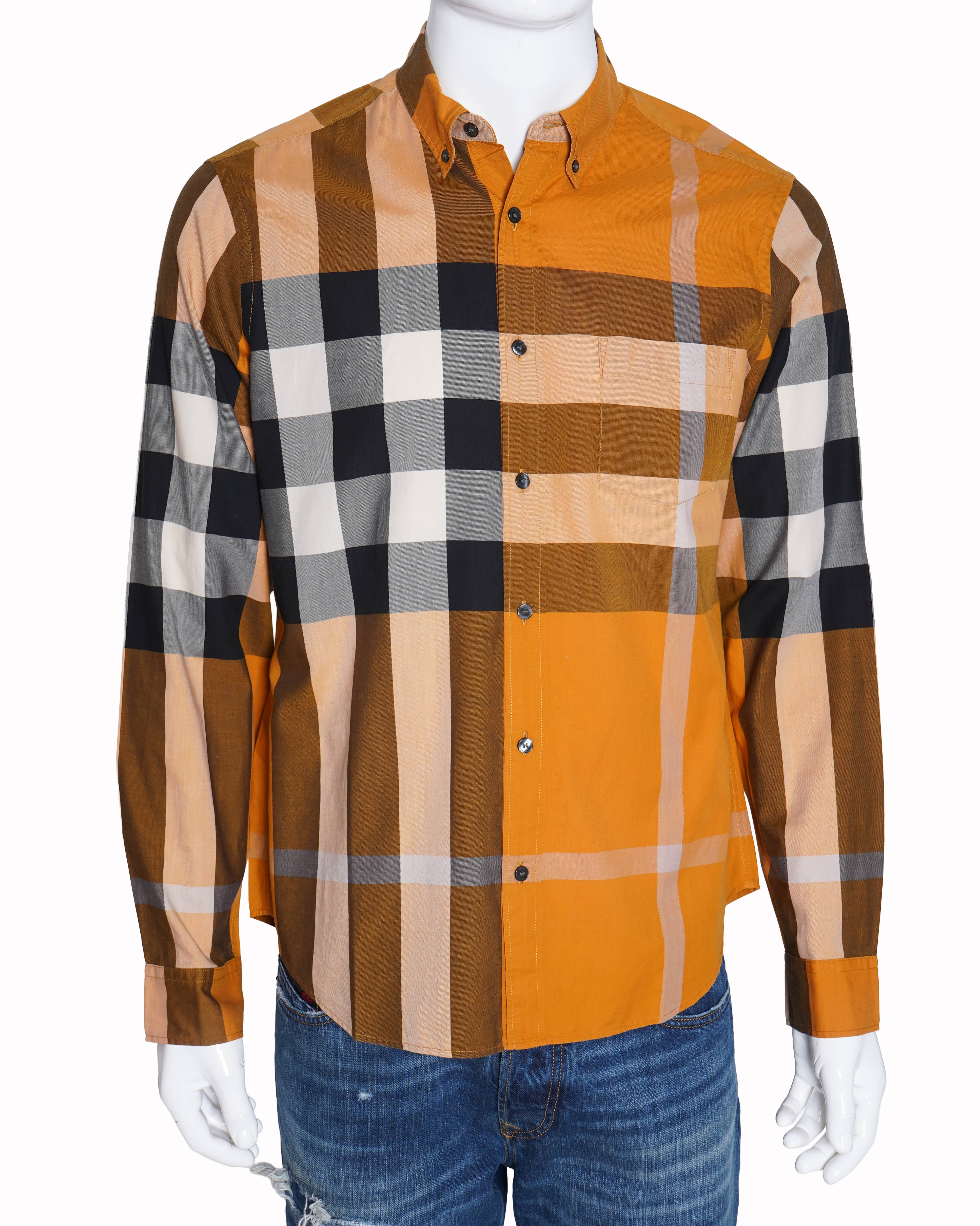 Burberry yellow checkered shirt for men