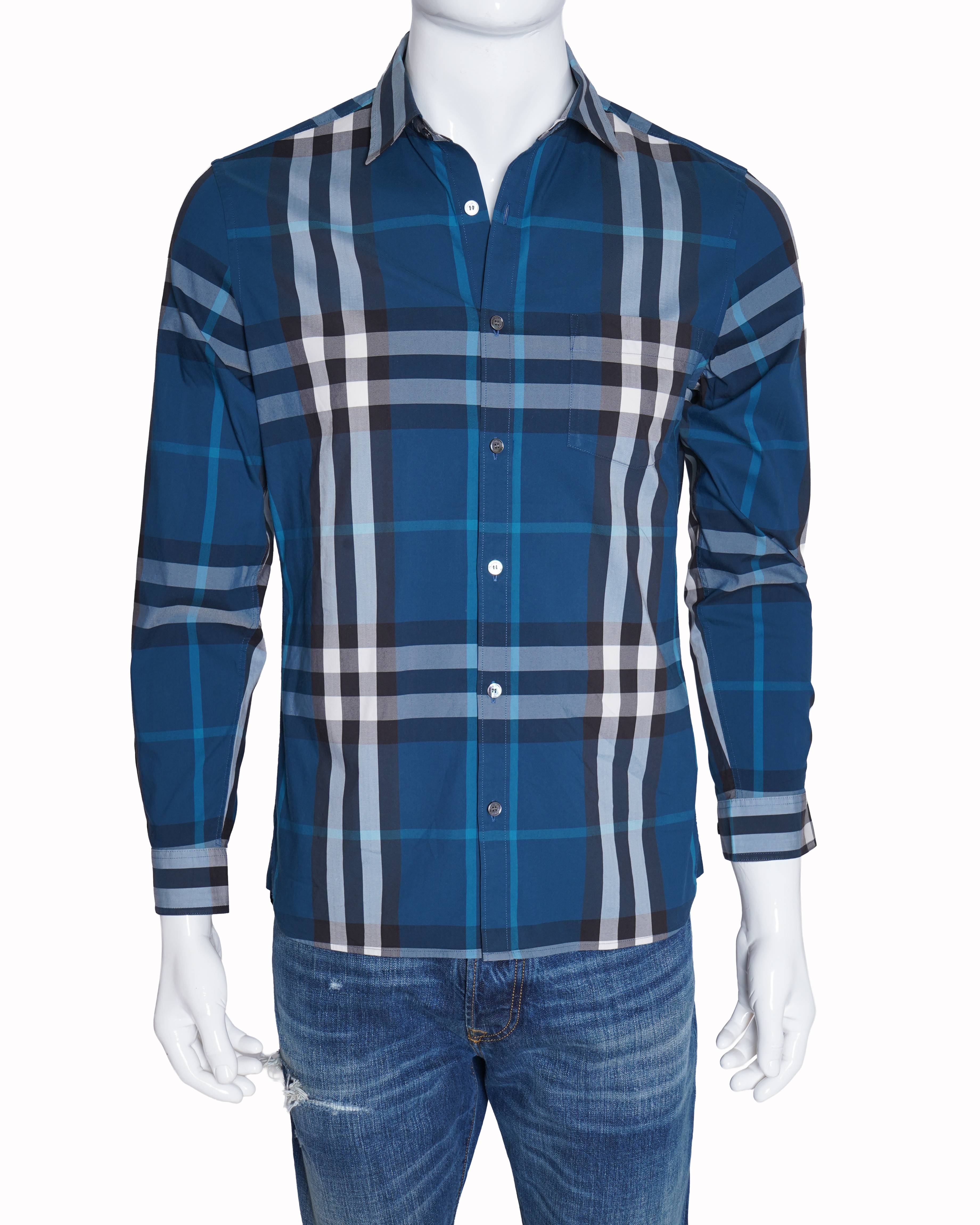 Burberry teal checkered shirt for men