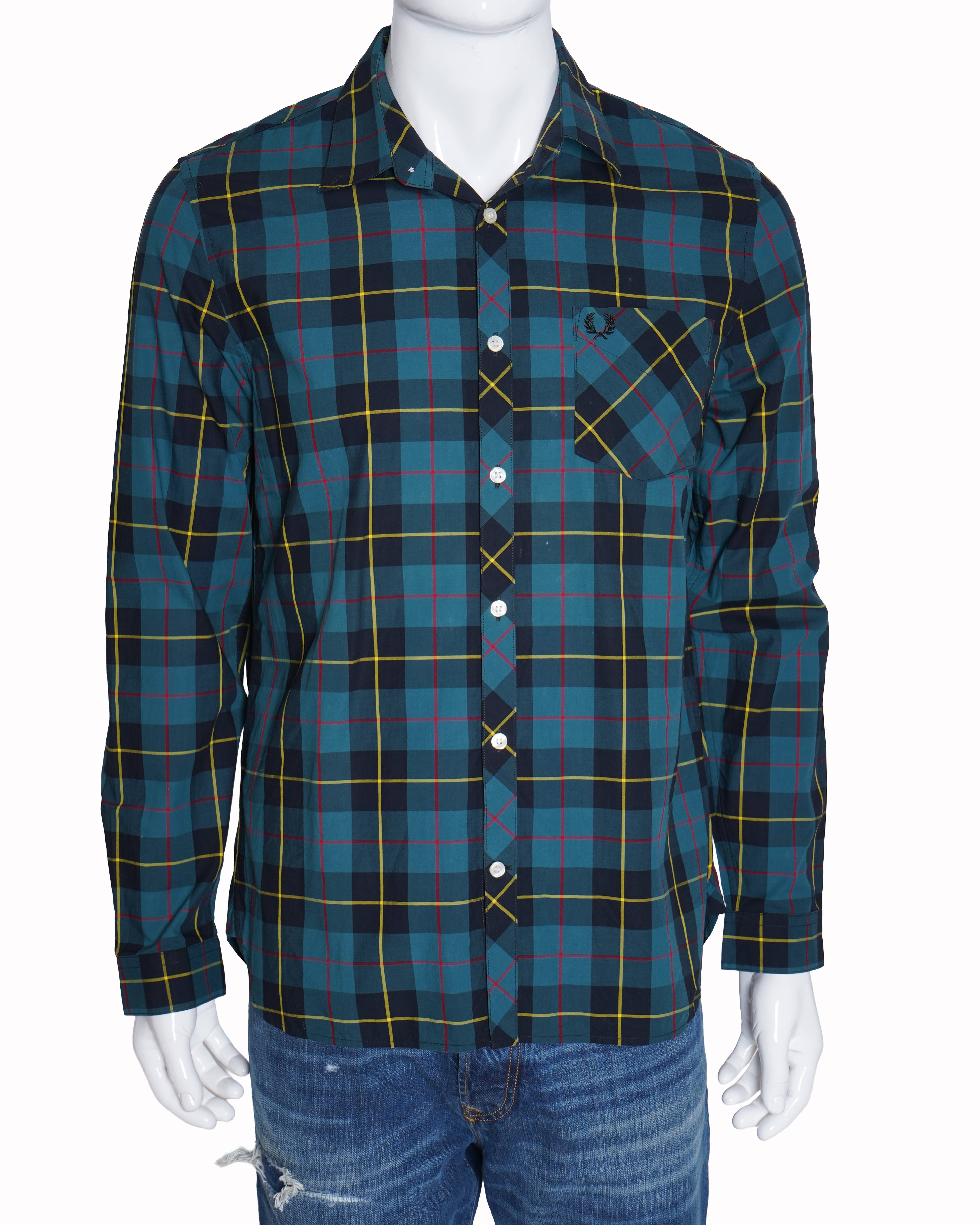 Fred perry green checkered shirt