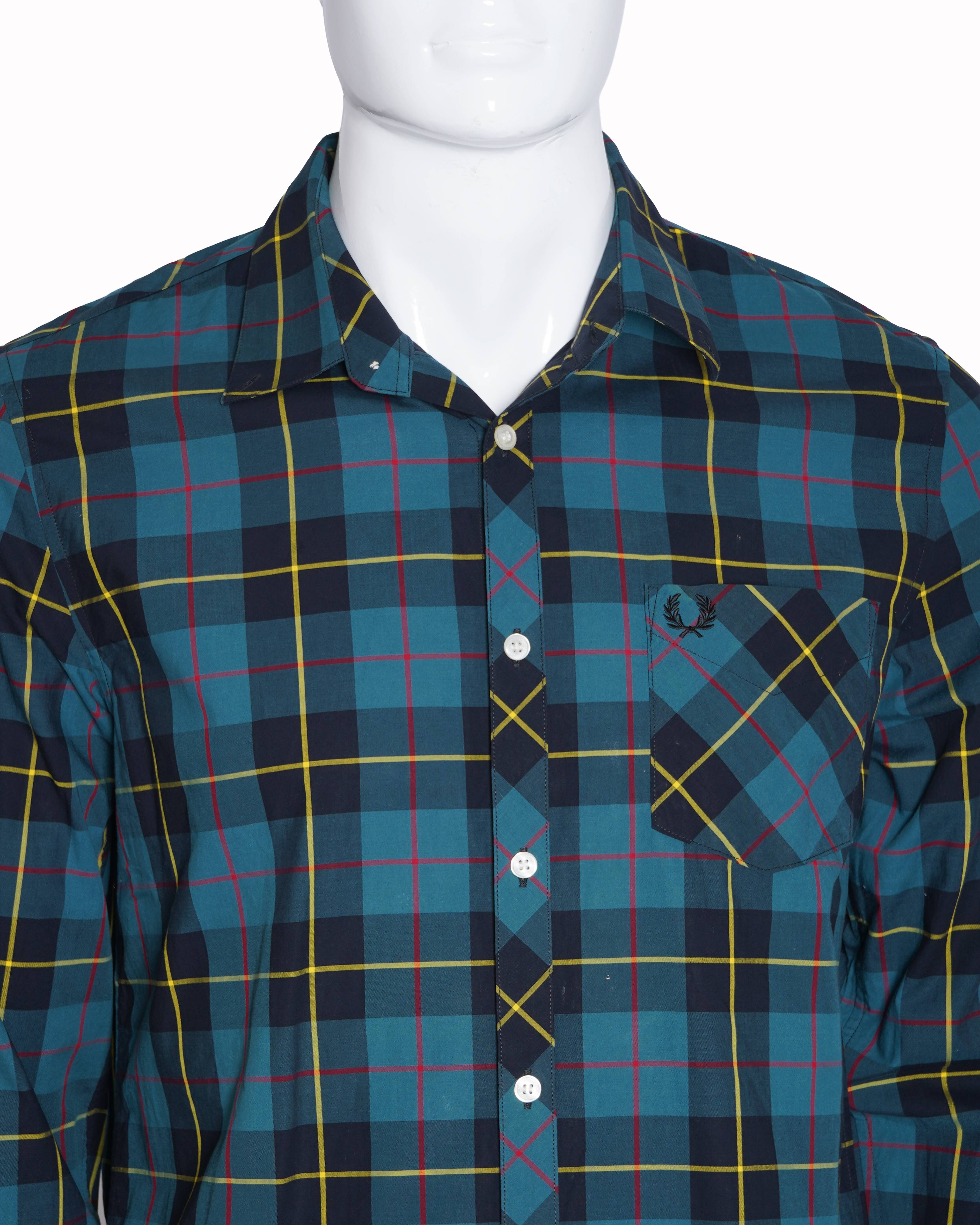 Fred perry green checkered shirt
