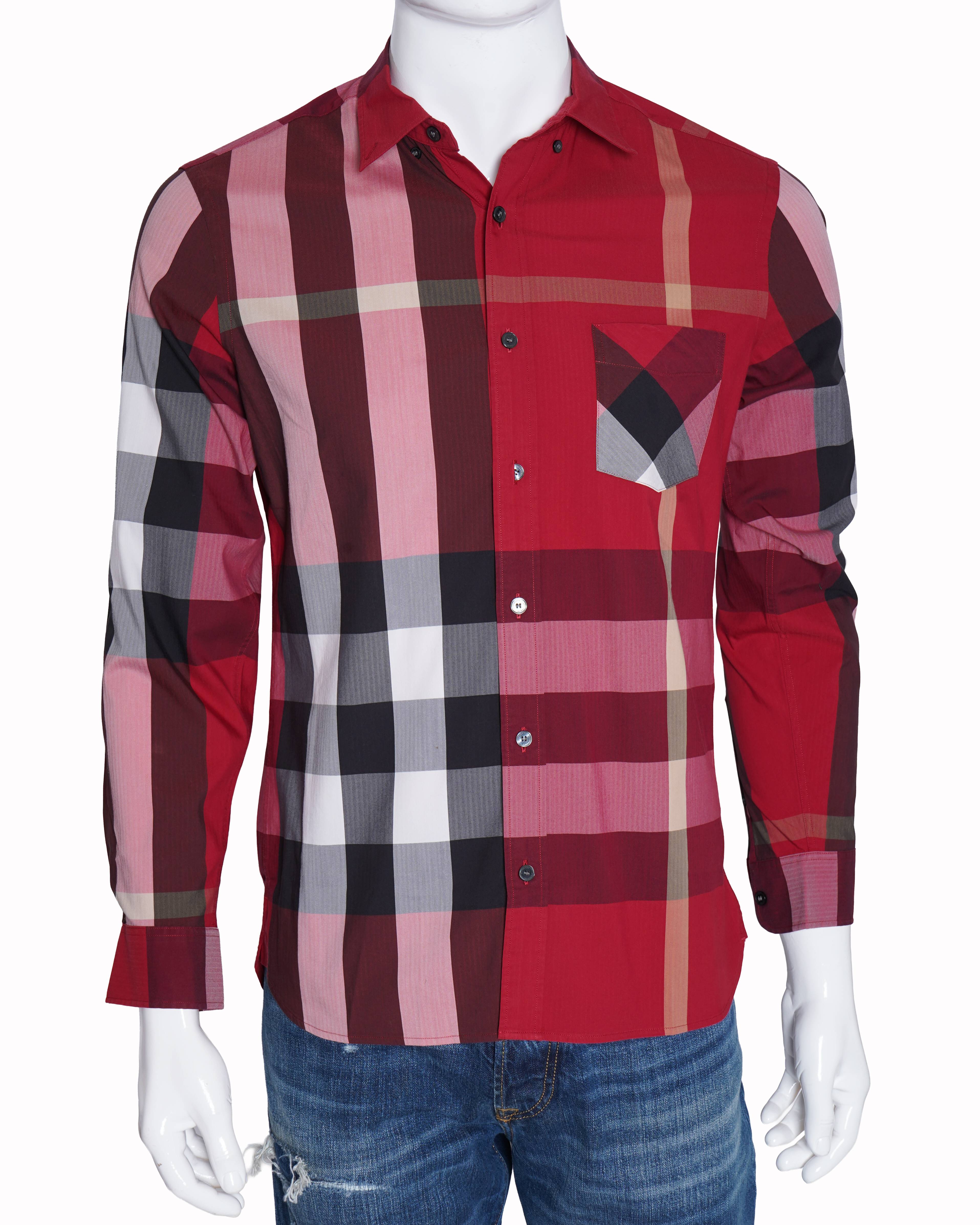 Burberry red checkered shirt for men