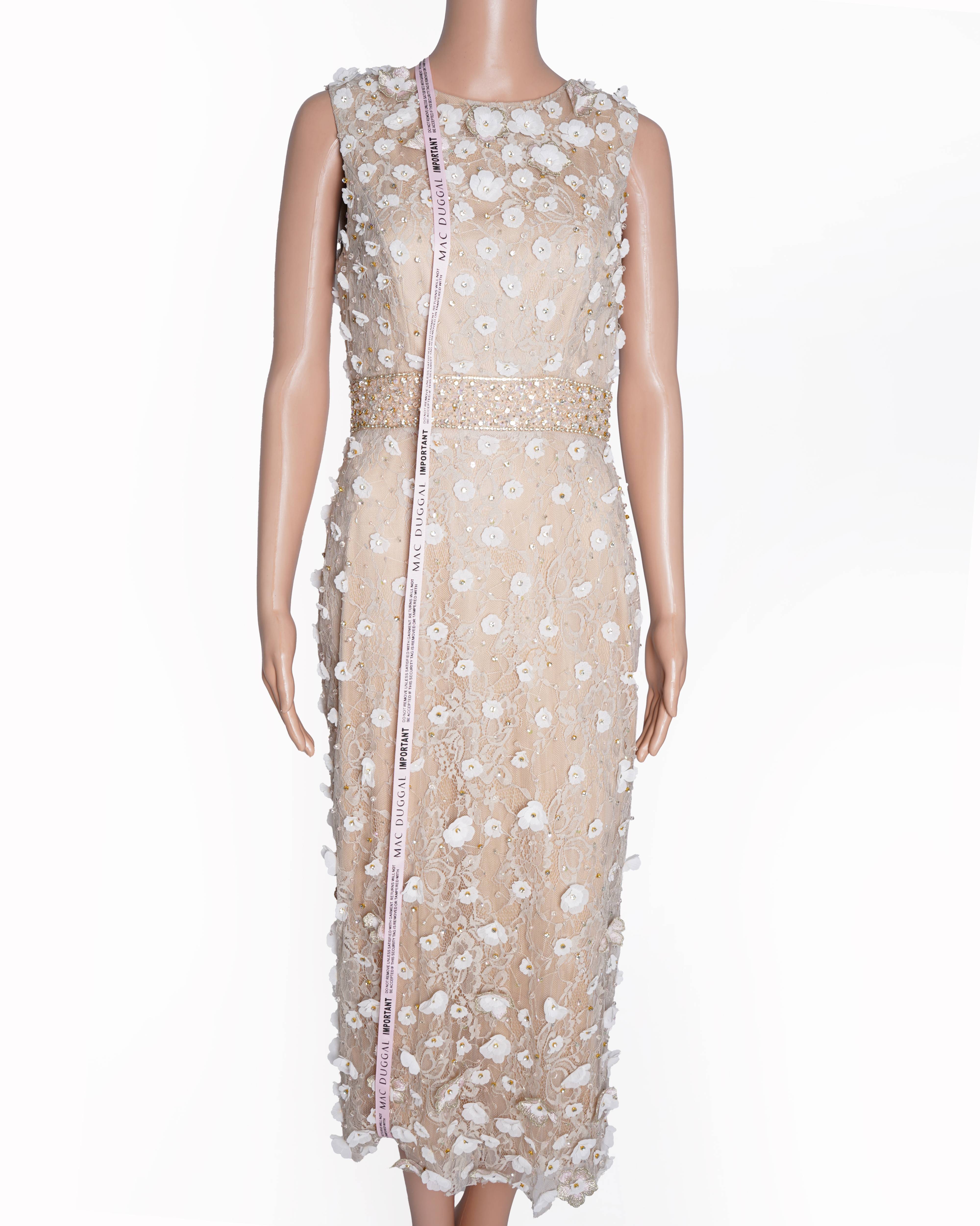 New Mac Duggal Floral Applique Sleeveless Midi Dress