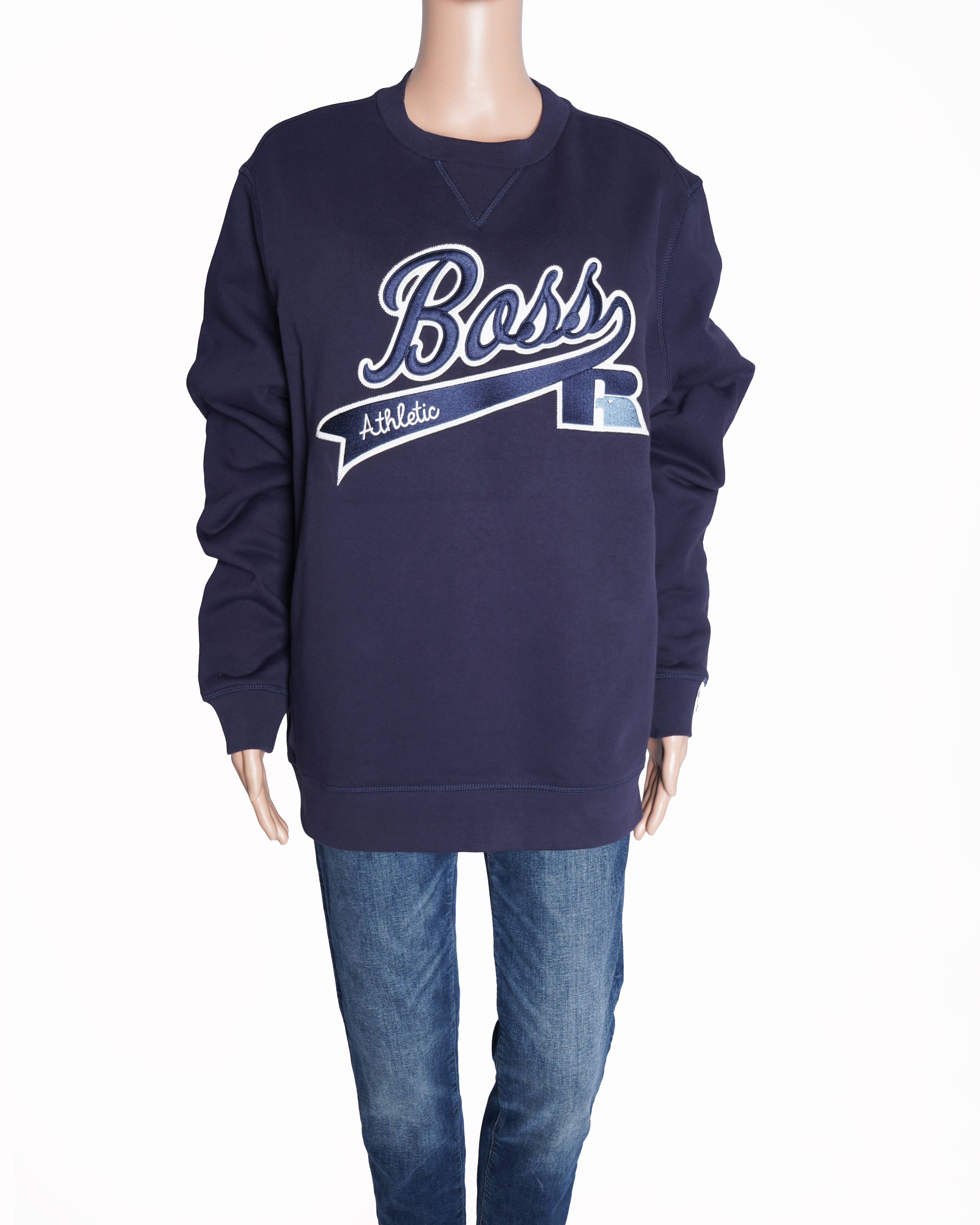 New Hugo boss x rusell athletic navy blue sweatshirt (Unisex)