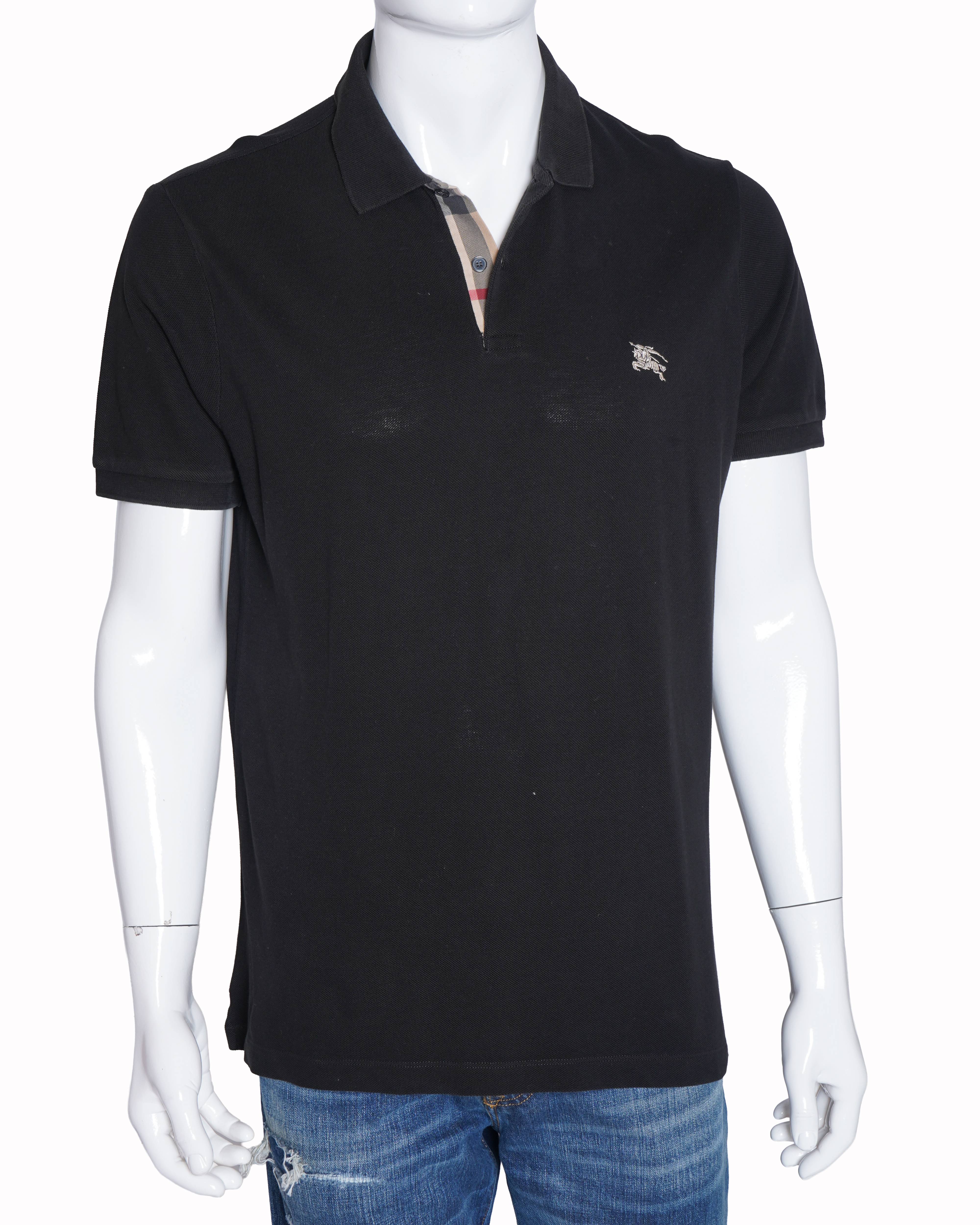 Burberry black half sleeve polo for men