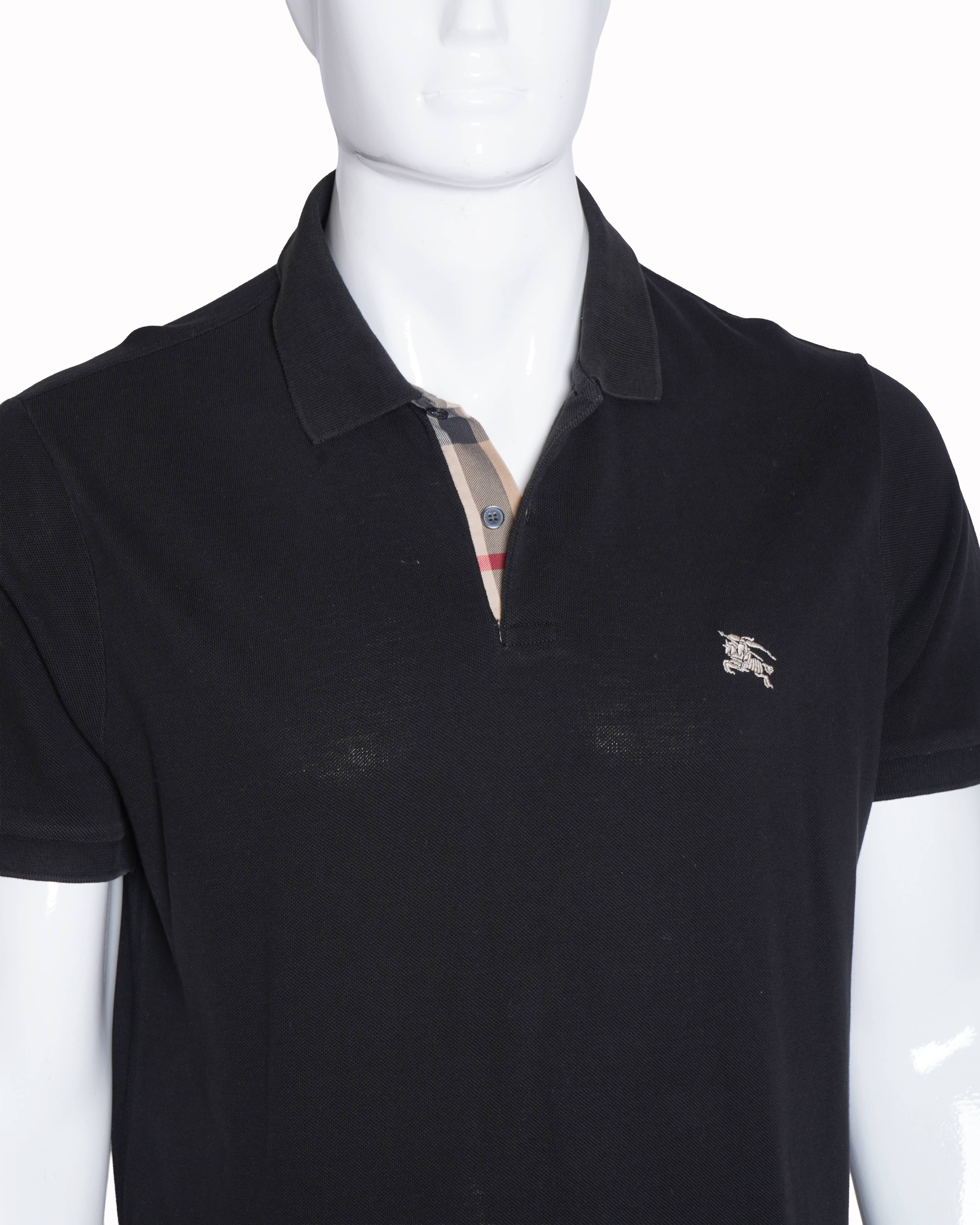 Burberry black half sleeve polo for men