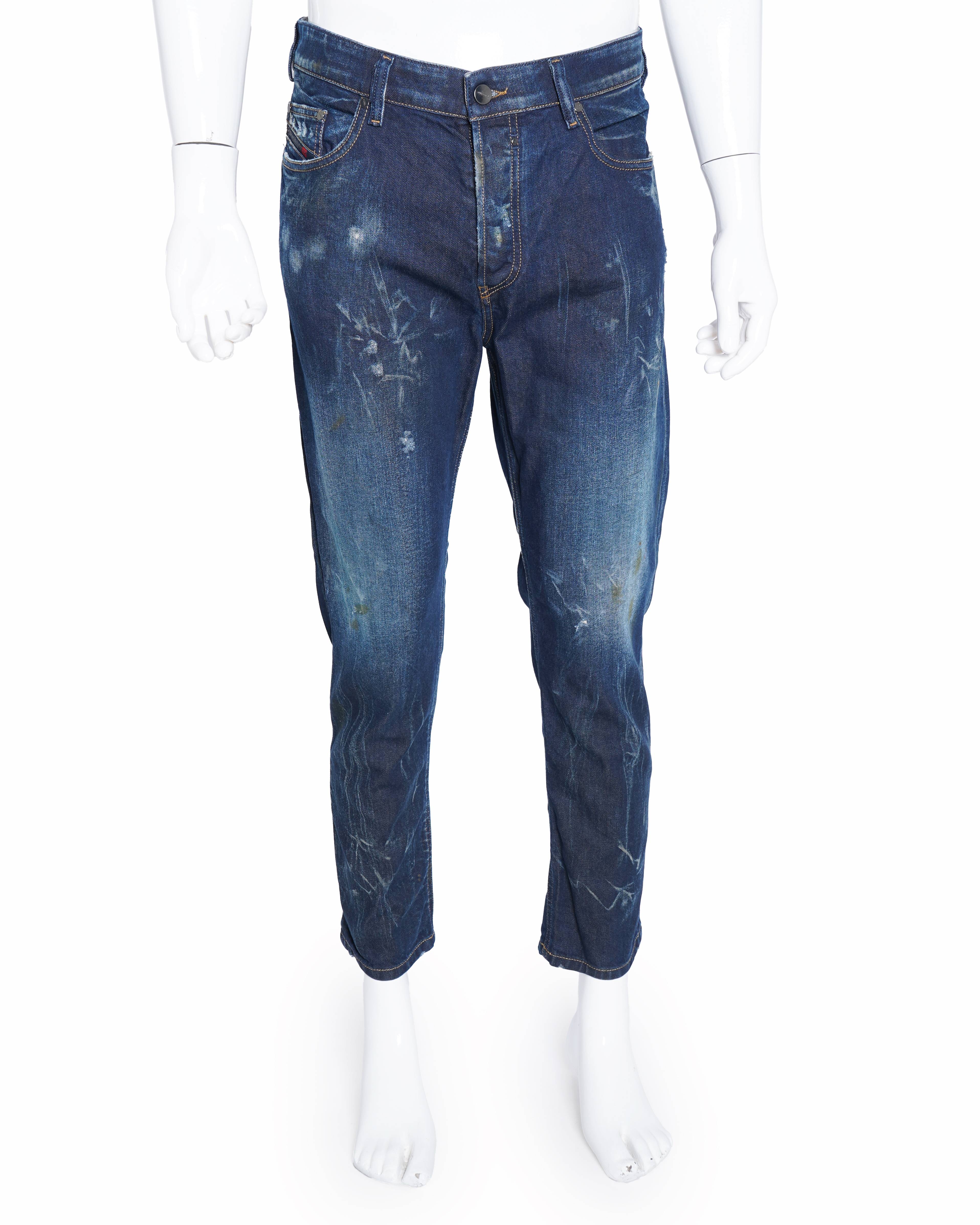 Diesel men's blue faded wash jeans