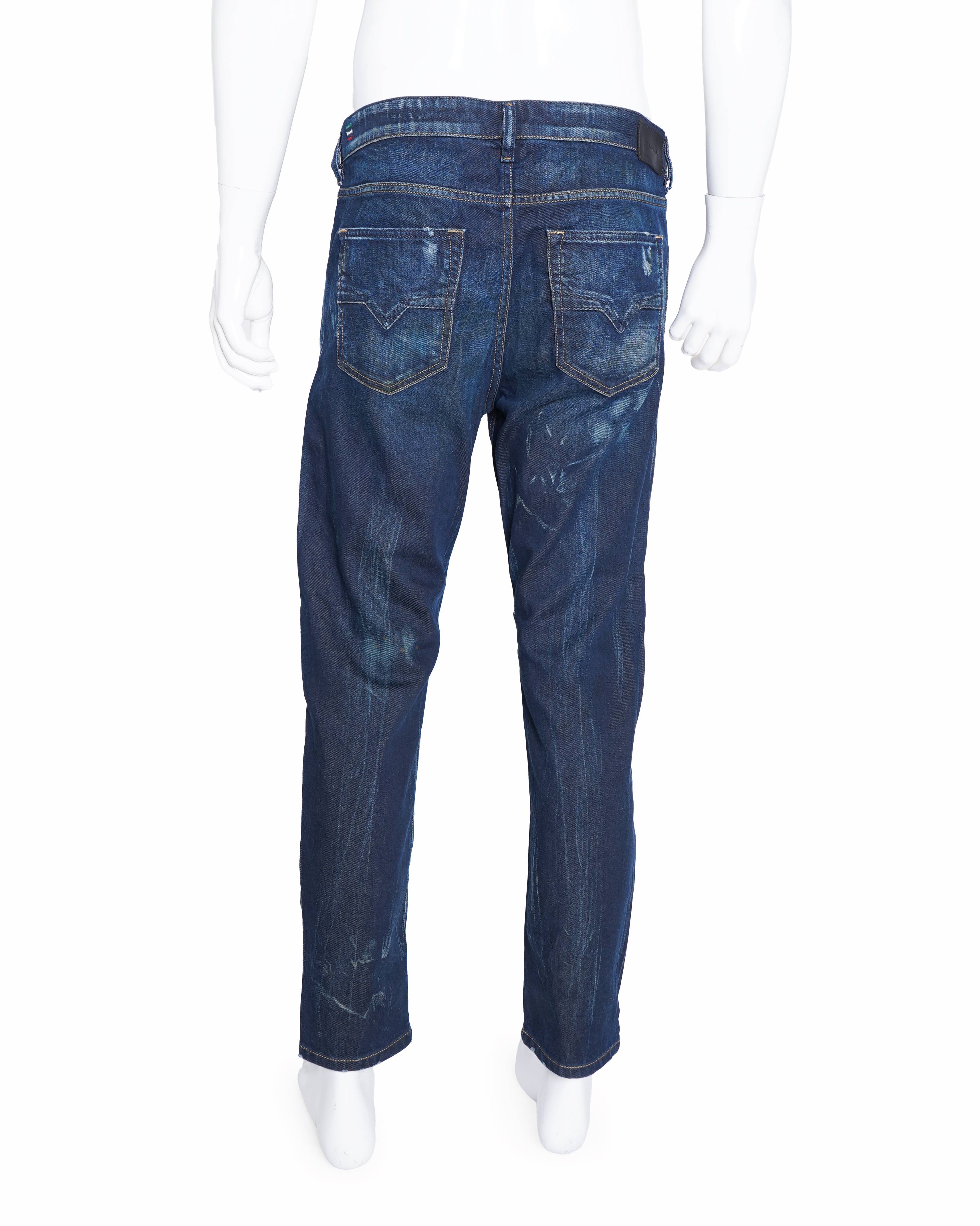Diesel men's blue faded wash jeans