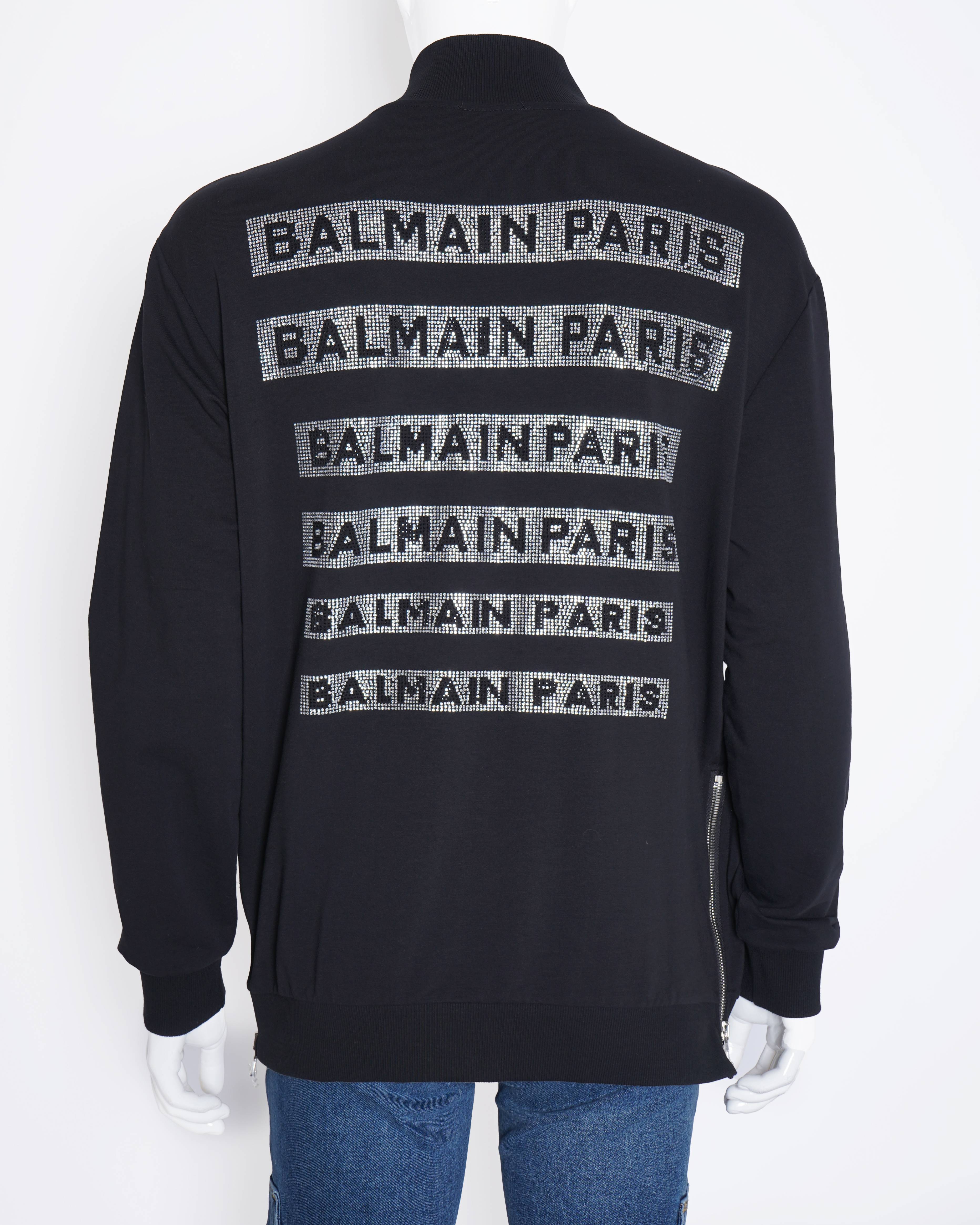 New Balmain Zipper Sweatshirt In Black