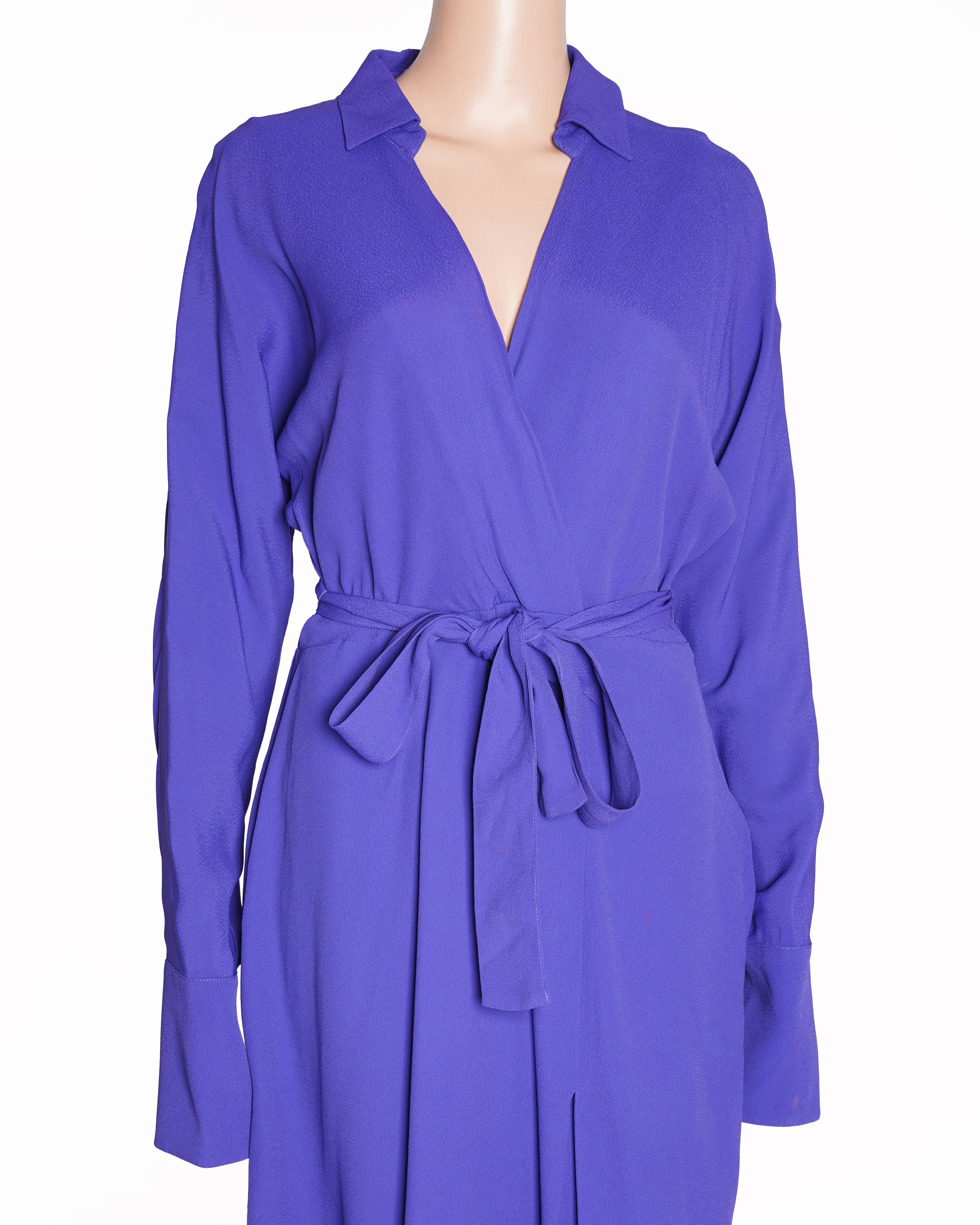 Reiss purple wrap tie up dress with belt