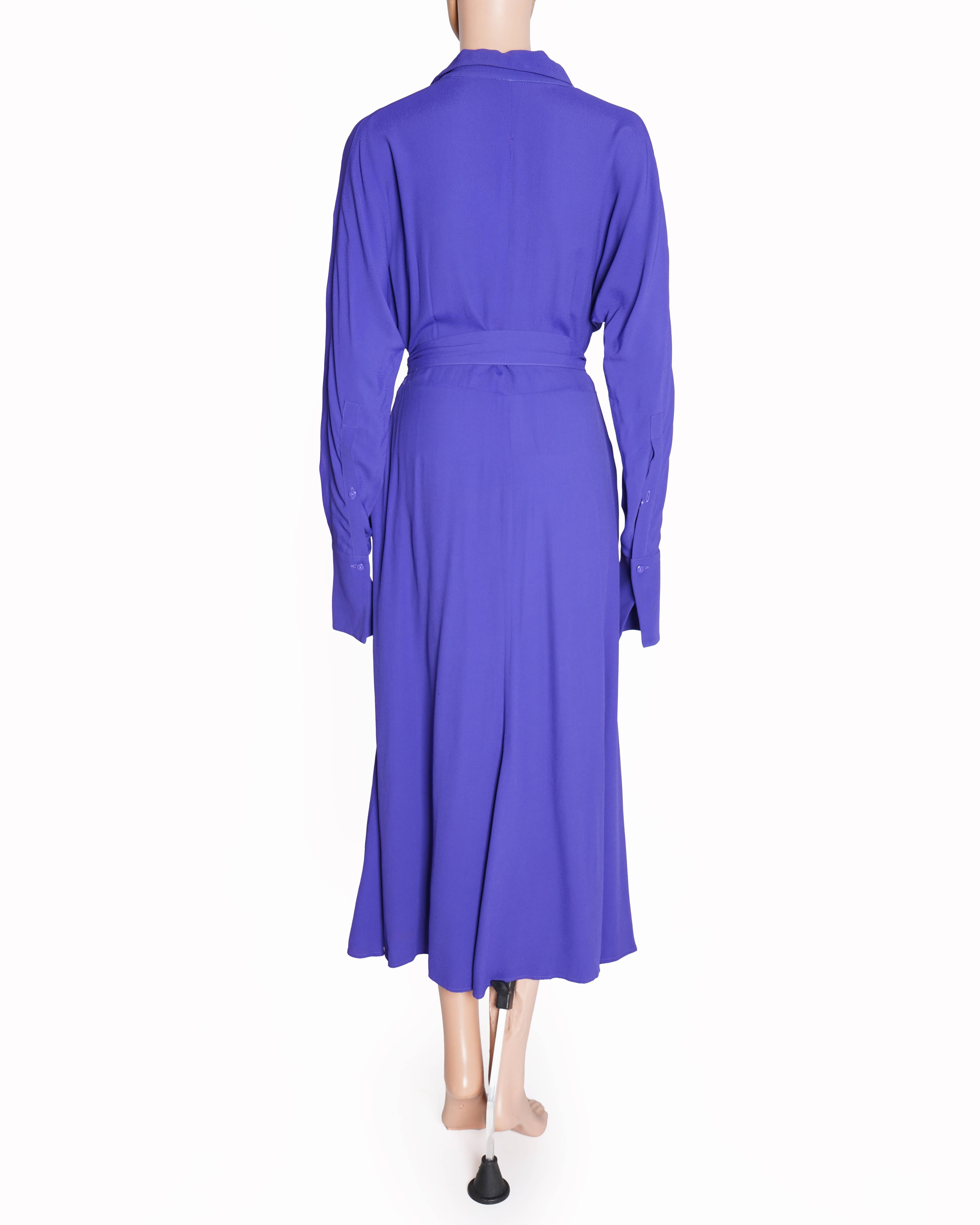 Reiss purple wrap tie up dress with belt
