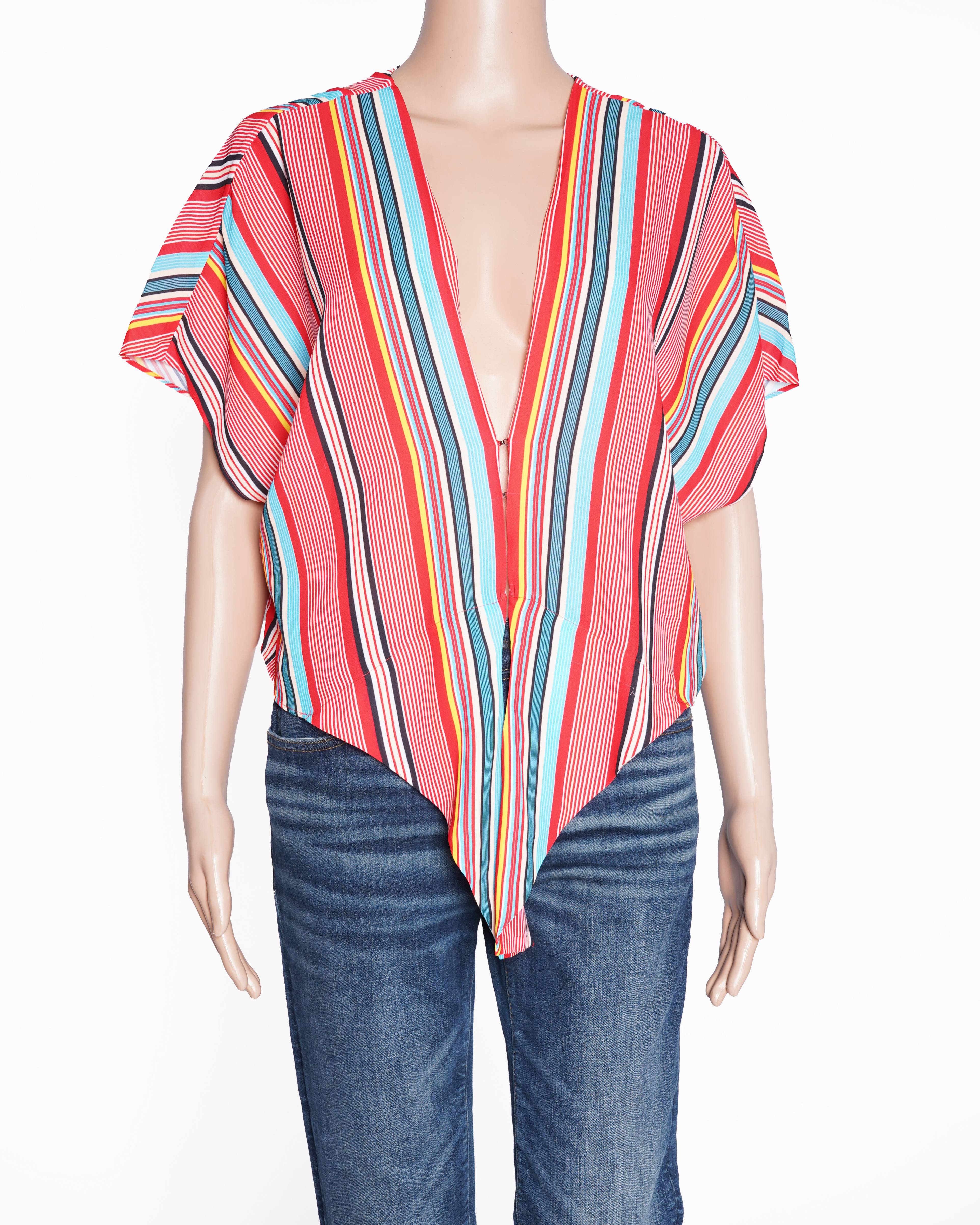 Alice + Olivia Verticle Stripe Multicolour Top