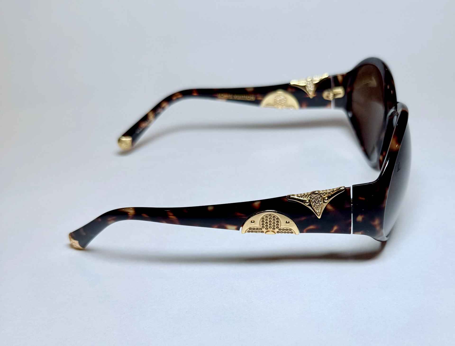 Louis Vuitton Vintage Tortoise Shell Sunglasses with Gold Monogram Detail