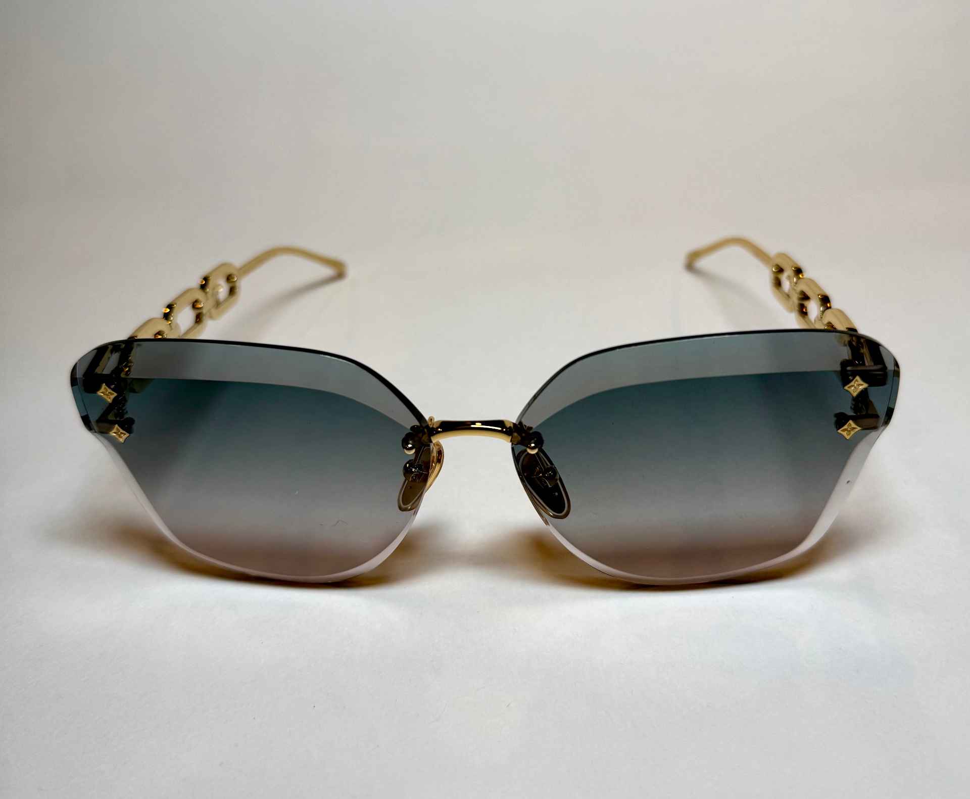 Louis Vuitton Gold Armed Monogram Square Sunglasses