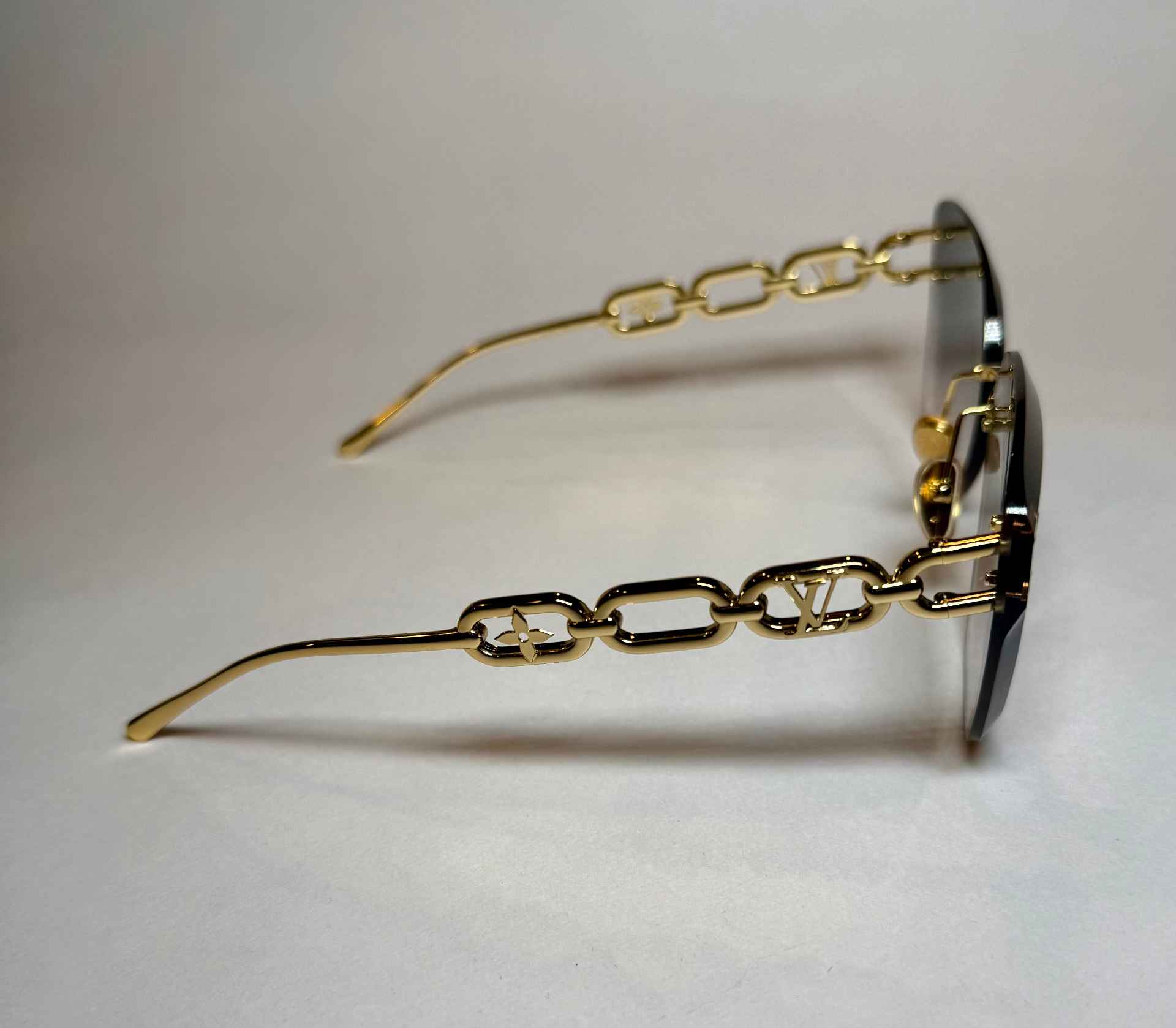 Louis Vuitton Gold Armed Monogram Square Sunglasses
