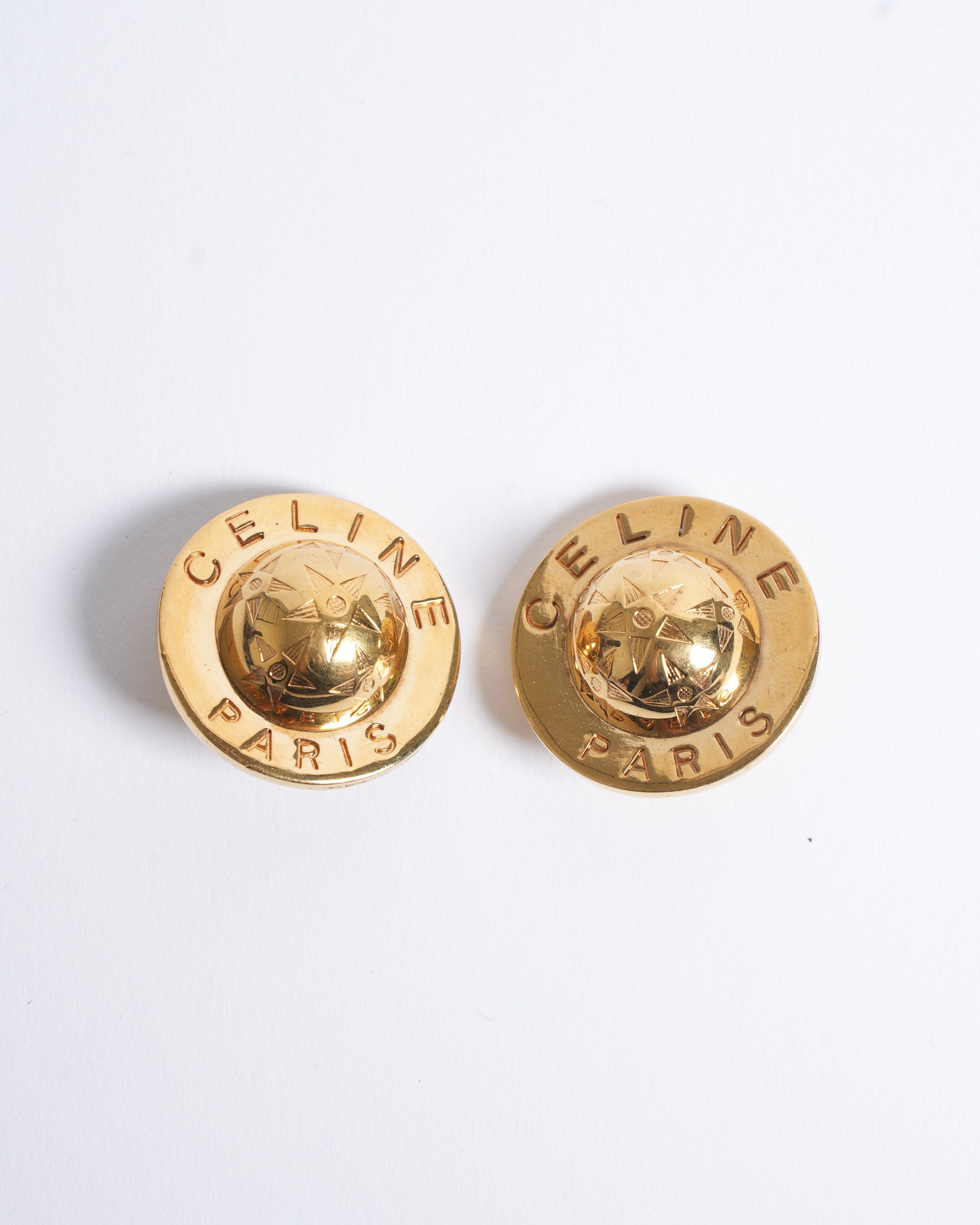 Vintage Celine Made In Paris Gold Plated Earrings