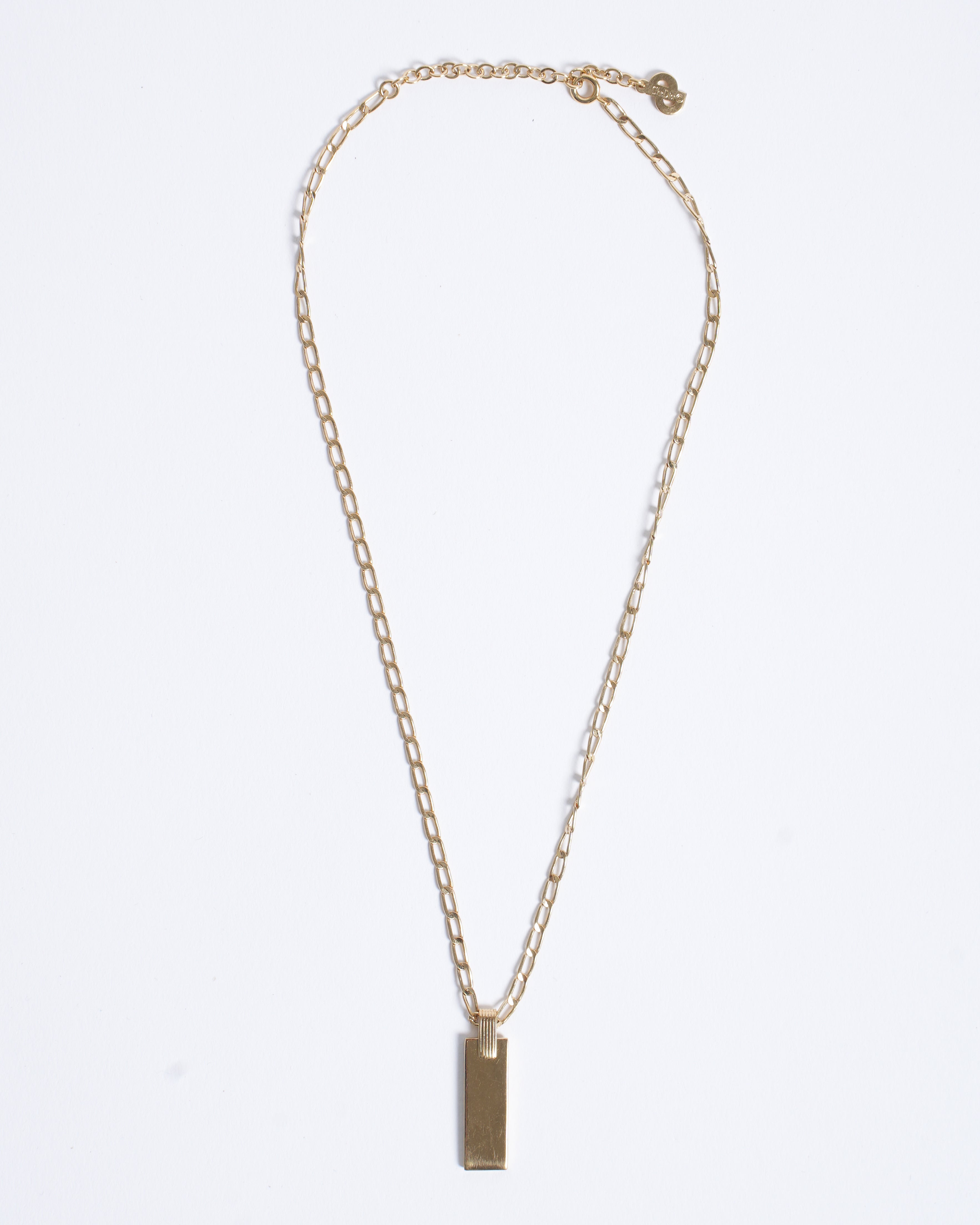 Vintage Christian Dior Gold Plated Rectangular Pendant Made In Germany