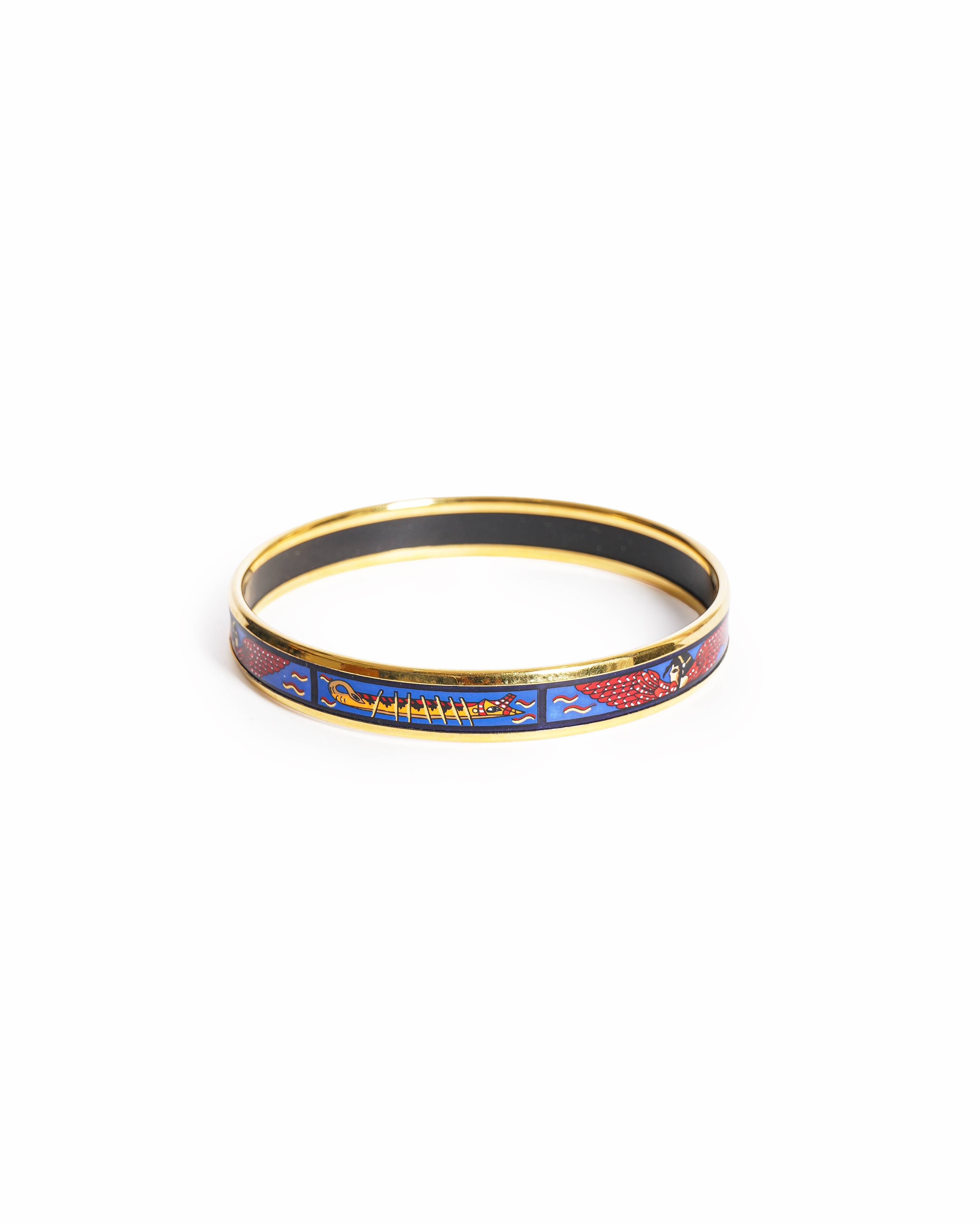 Vintage HermĆØs Egyptian Enamel Gold Bangle