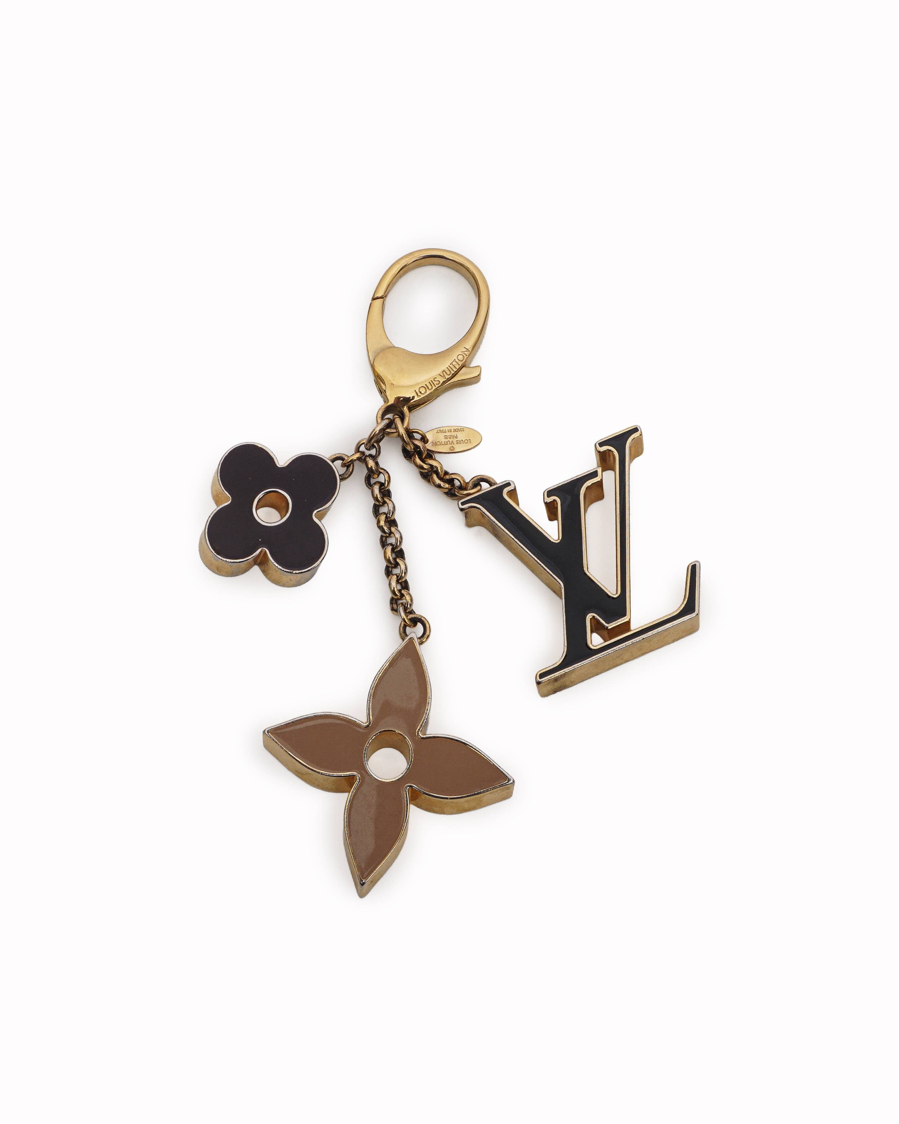 Louis Vuitton Fleur de Monogram Gold Key Ring and Bag Charm