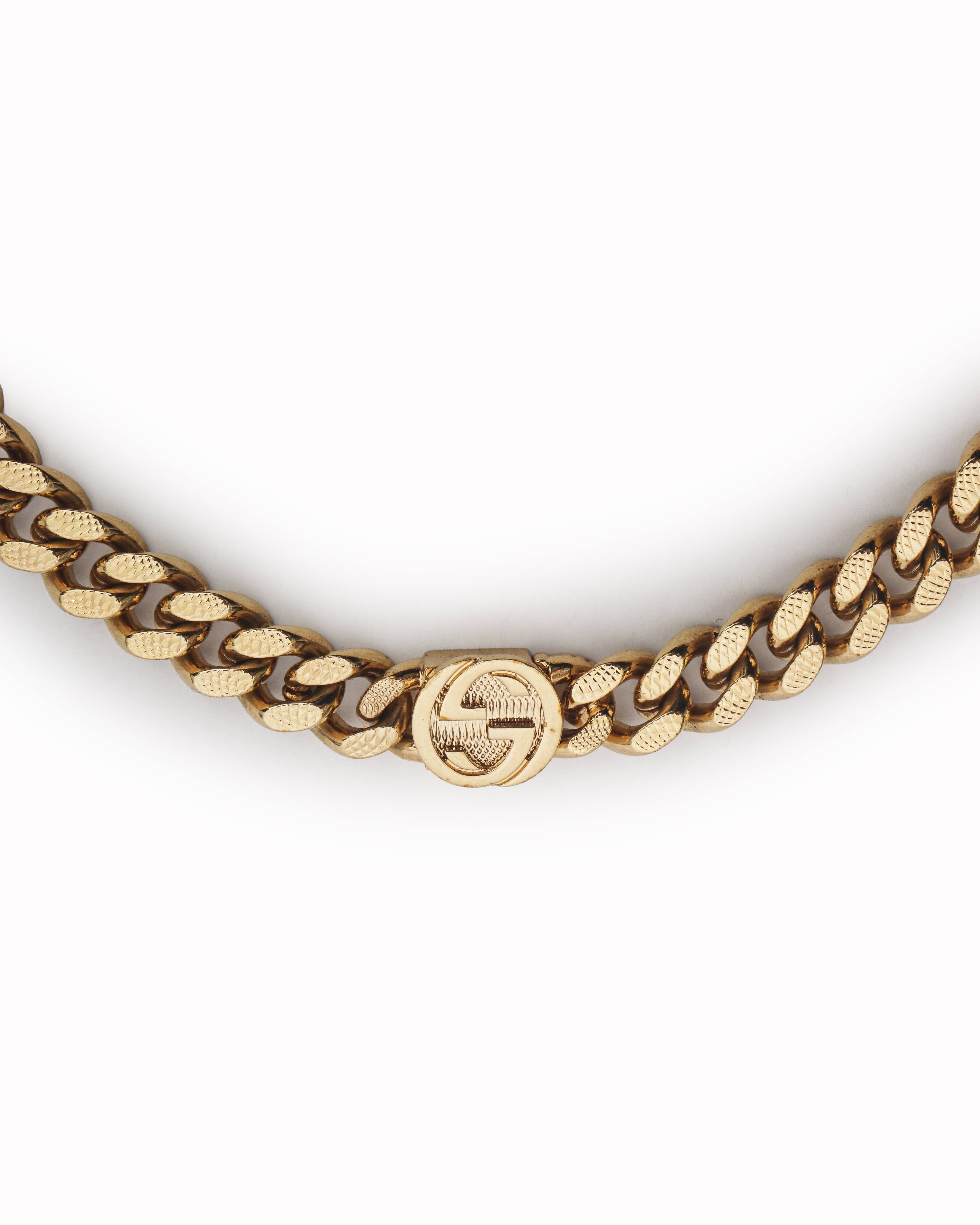 Gucci Gold-Toned Textured Interlocking G Chunky Chain Necklace
