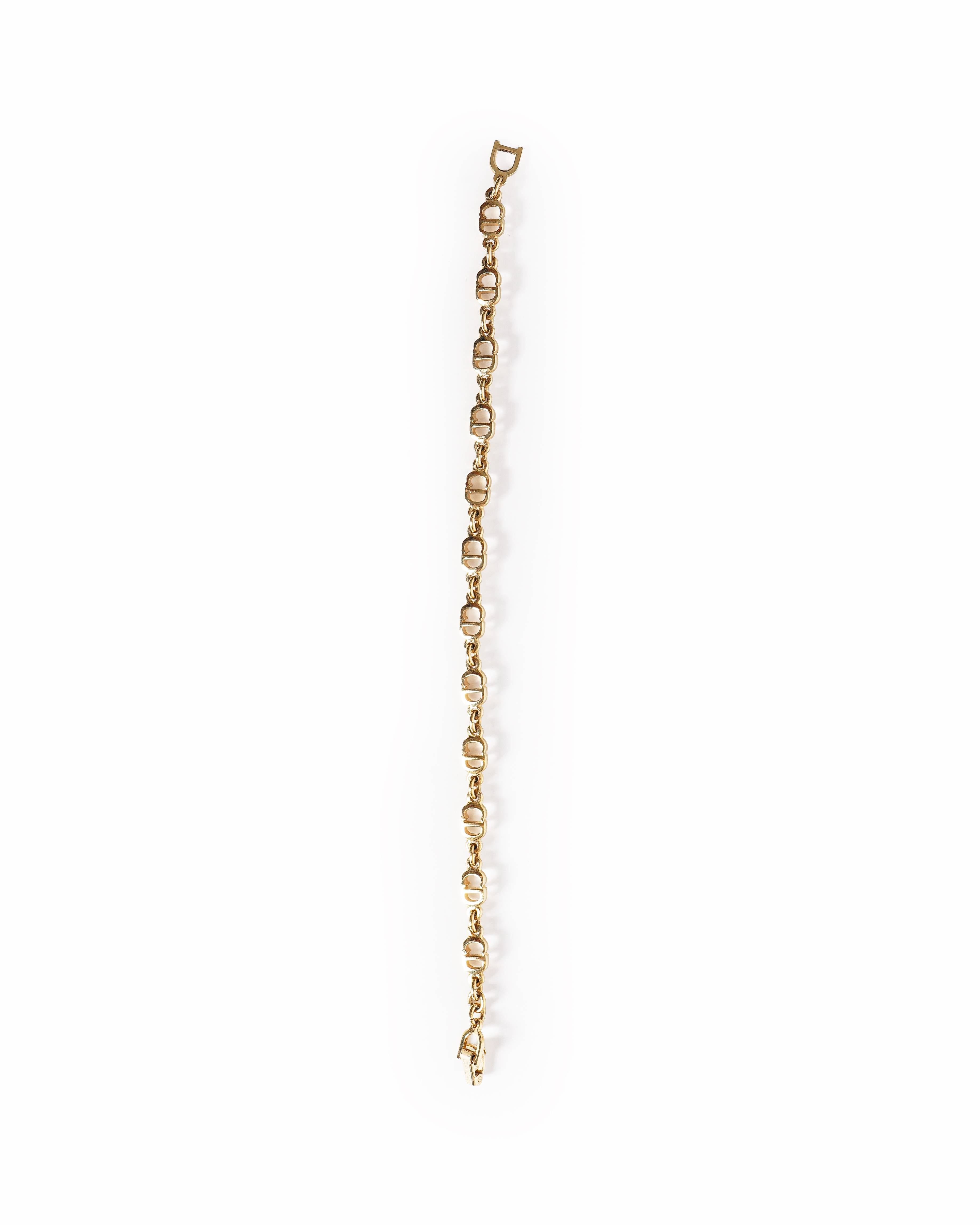 Vintage Christian Dior Gold-Plated Interlocking CD Monogram Link Bracelet, Made In Germany