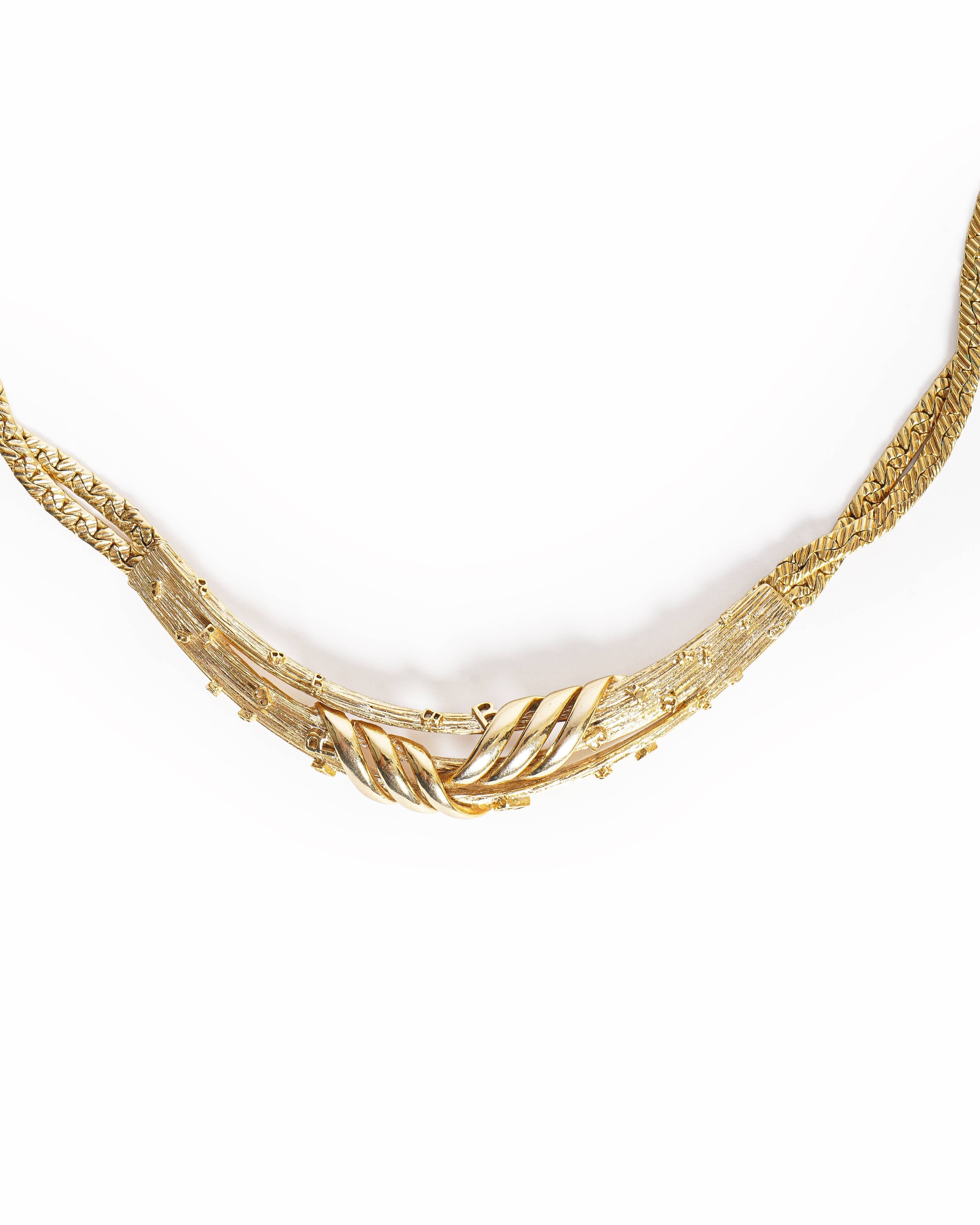 Vintage Balenciaga Gold-Plated Duo-Texture Collar Necklace