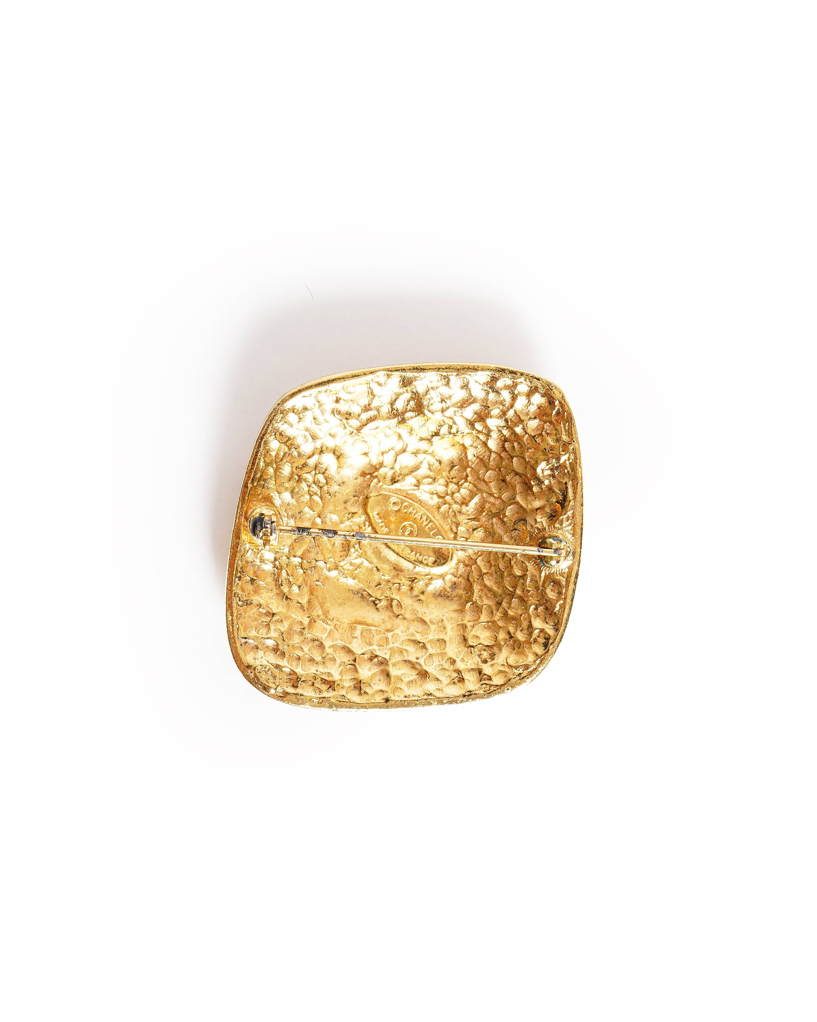 Vintage Chanel Baroque Square CC Monogram Brooch, Made In Italy 1995