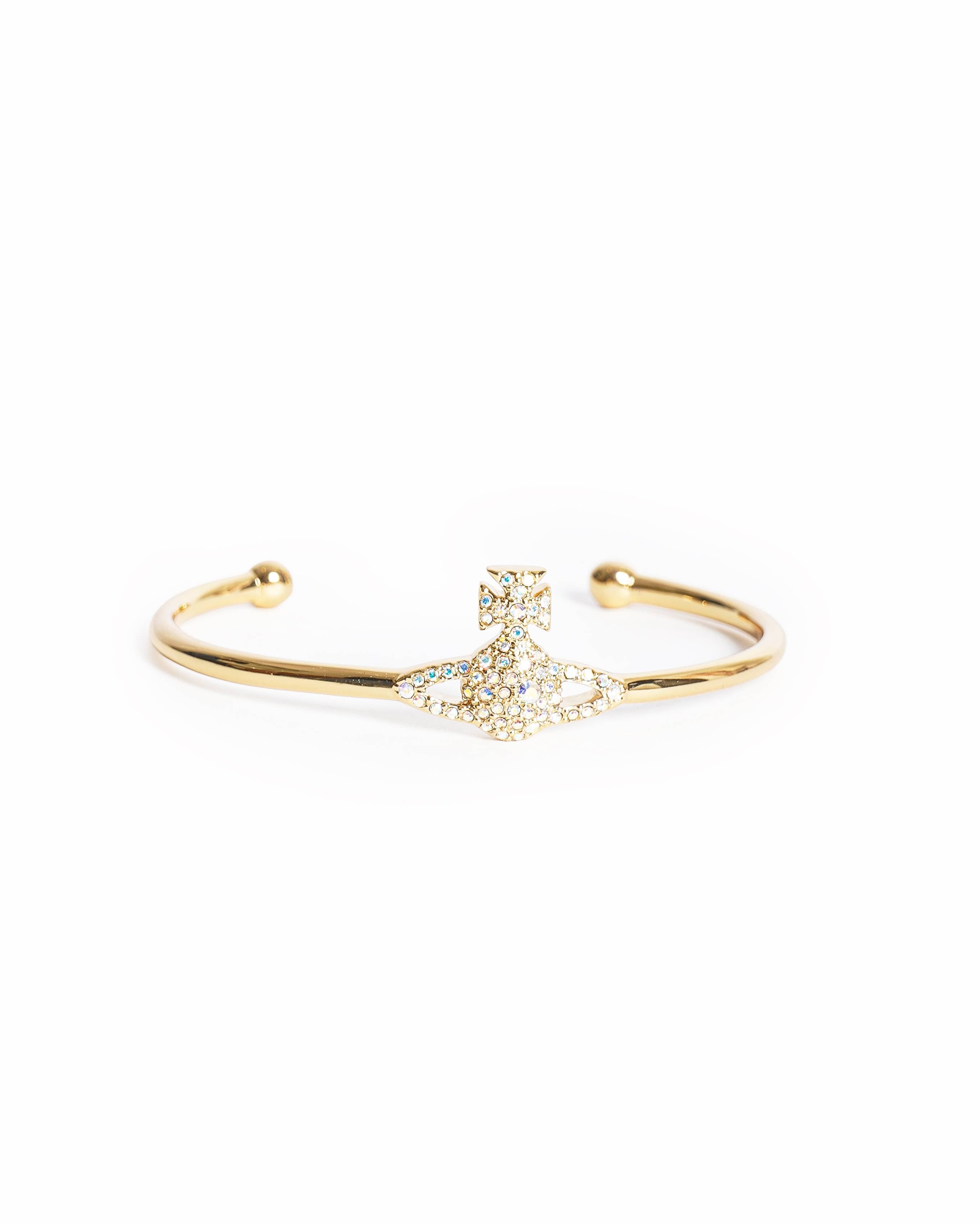 Vivienne Westwood Gold Crystal Grace Open Cuff Bangle