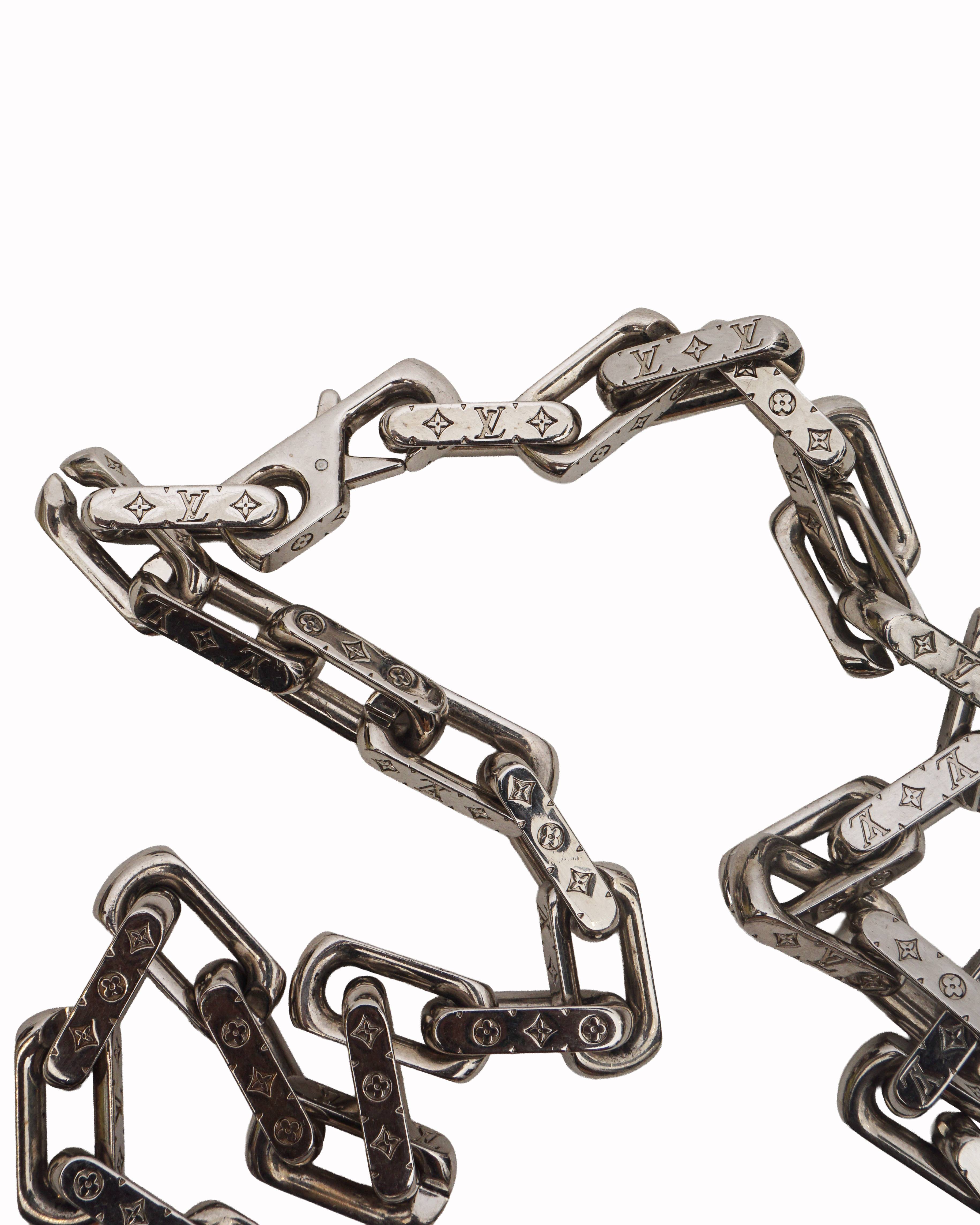 Louis Vuitton Monogram Chain Links Silver Necklace