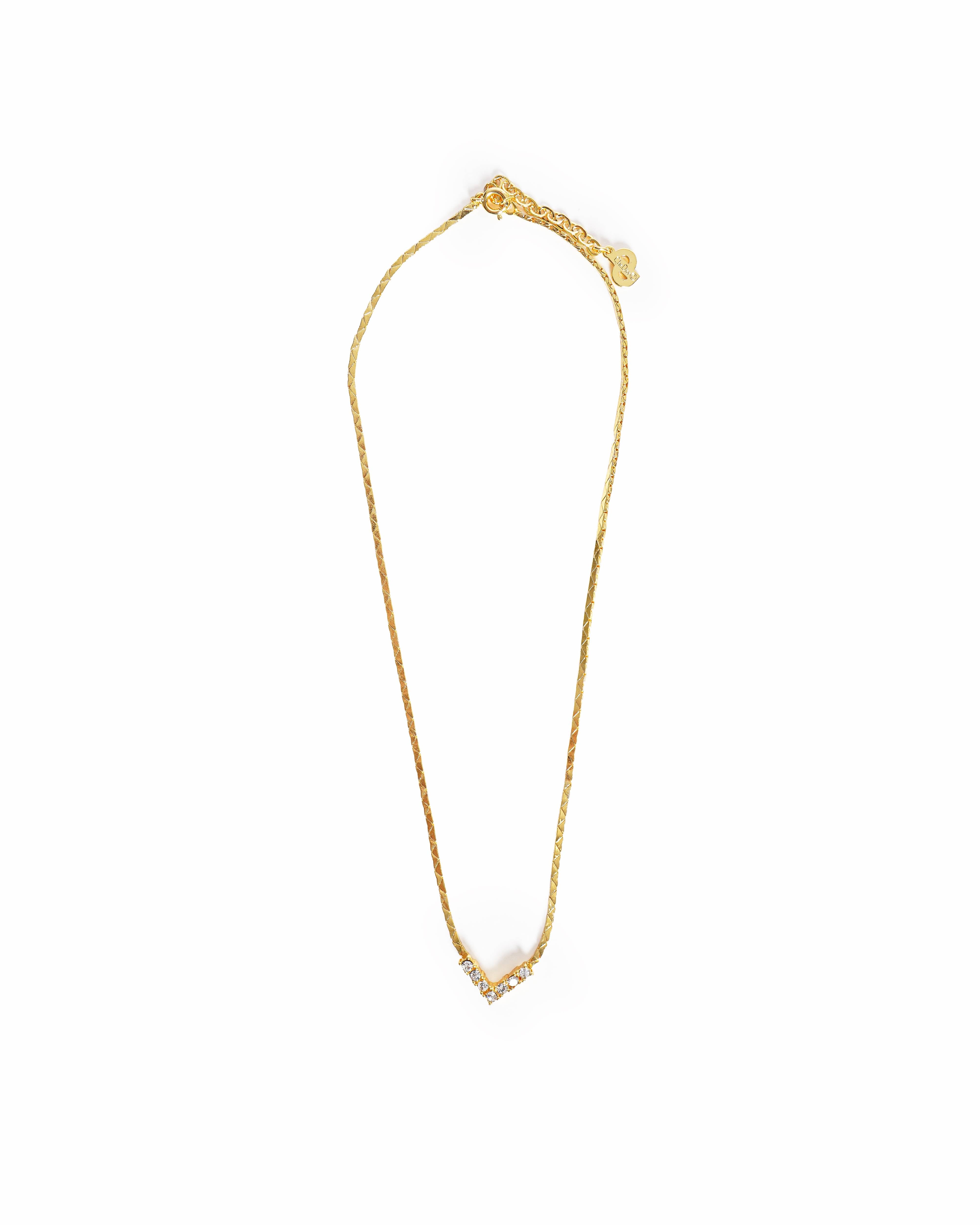 Vintage Christian Dior Crystal V Pendant Necklace, Made In Germany