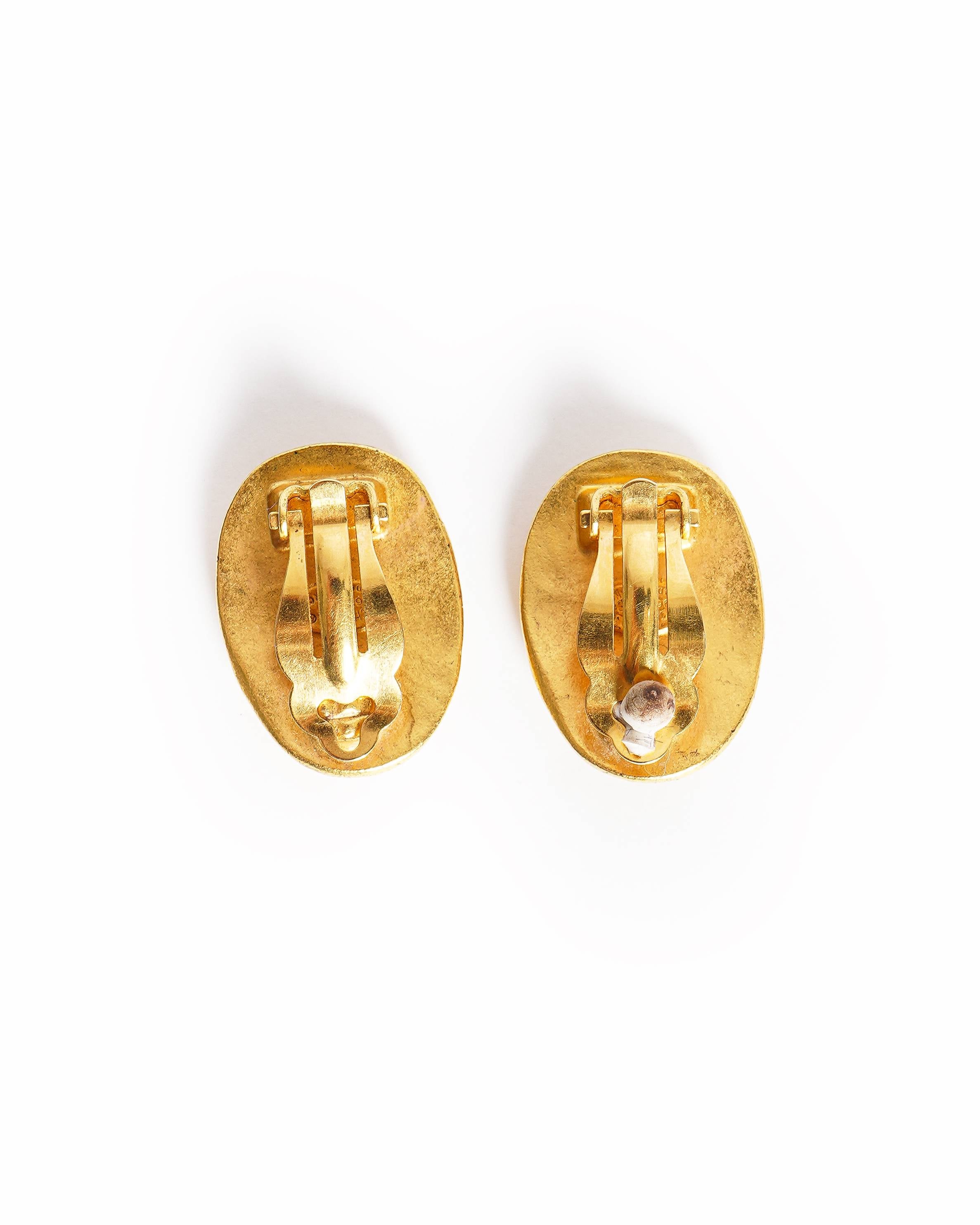 Vintage Chanel CC Oblong Earrings, Made In France 1996