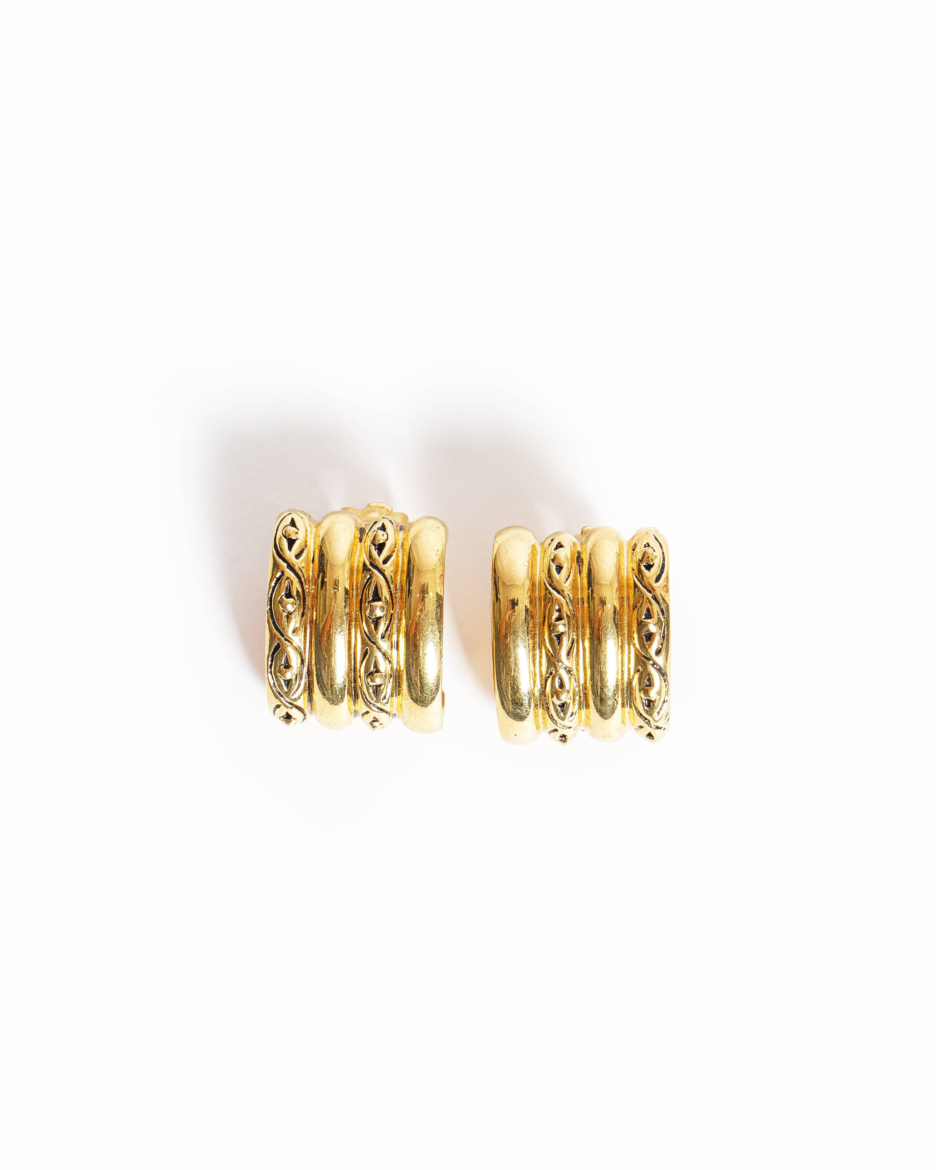 Vintage YSL Yves Saint Laurent Gold Tone Clip-on Earrings