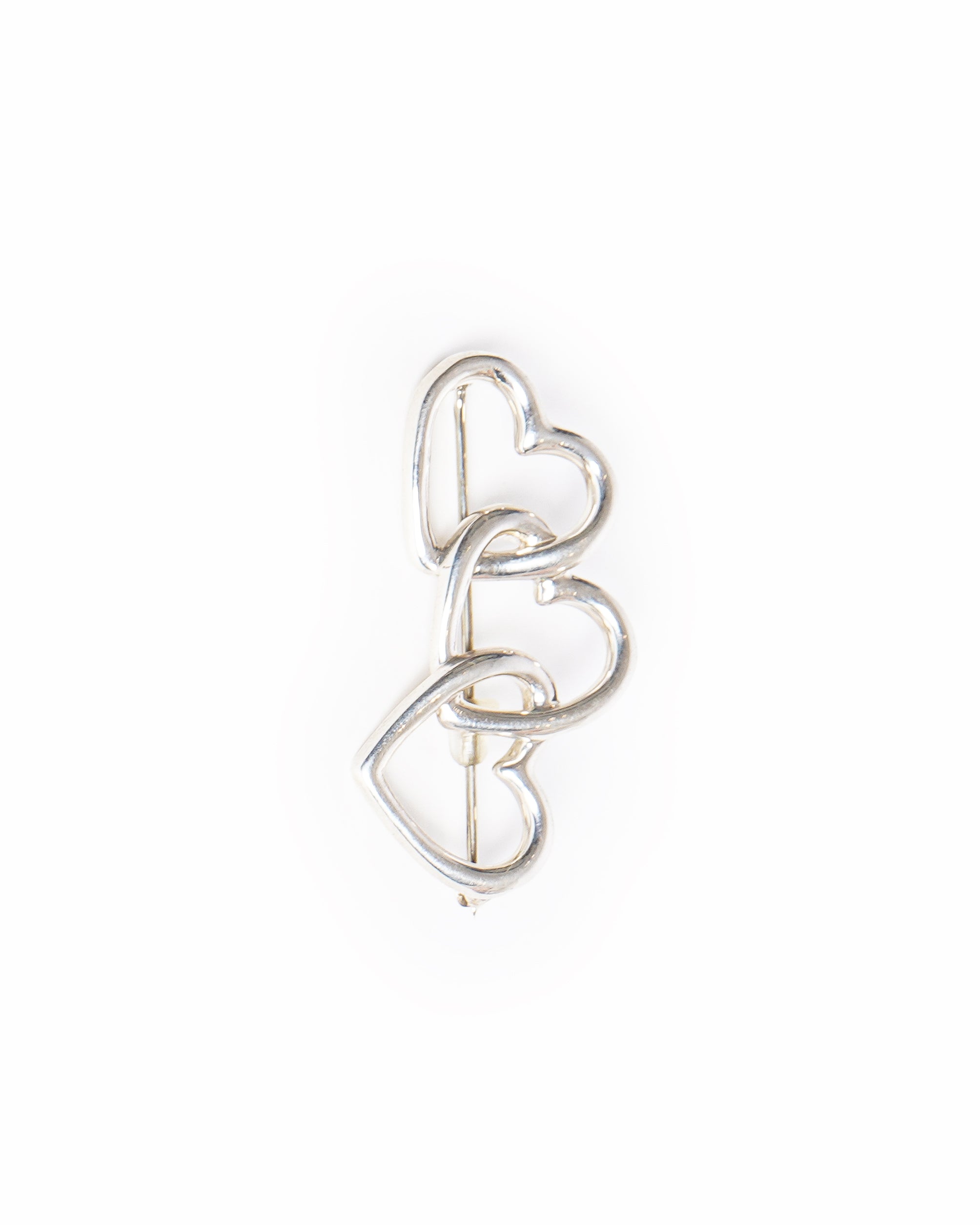 Vintage Tiffany & Co. Sterling Silver Interlocking Triple Heart Brooch Pin