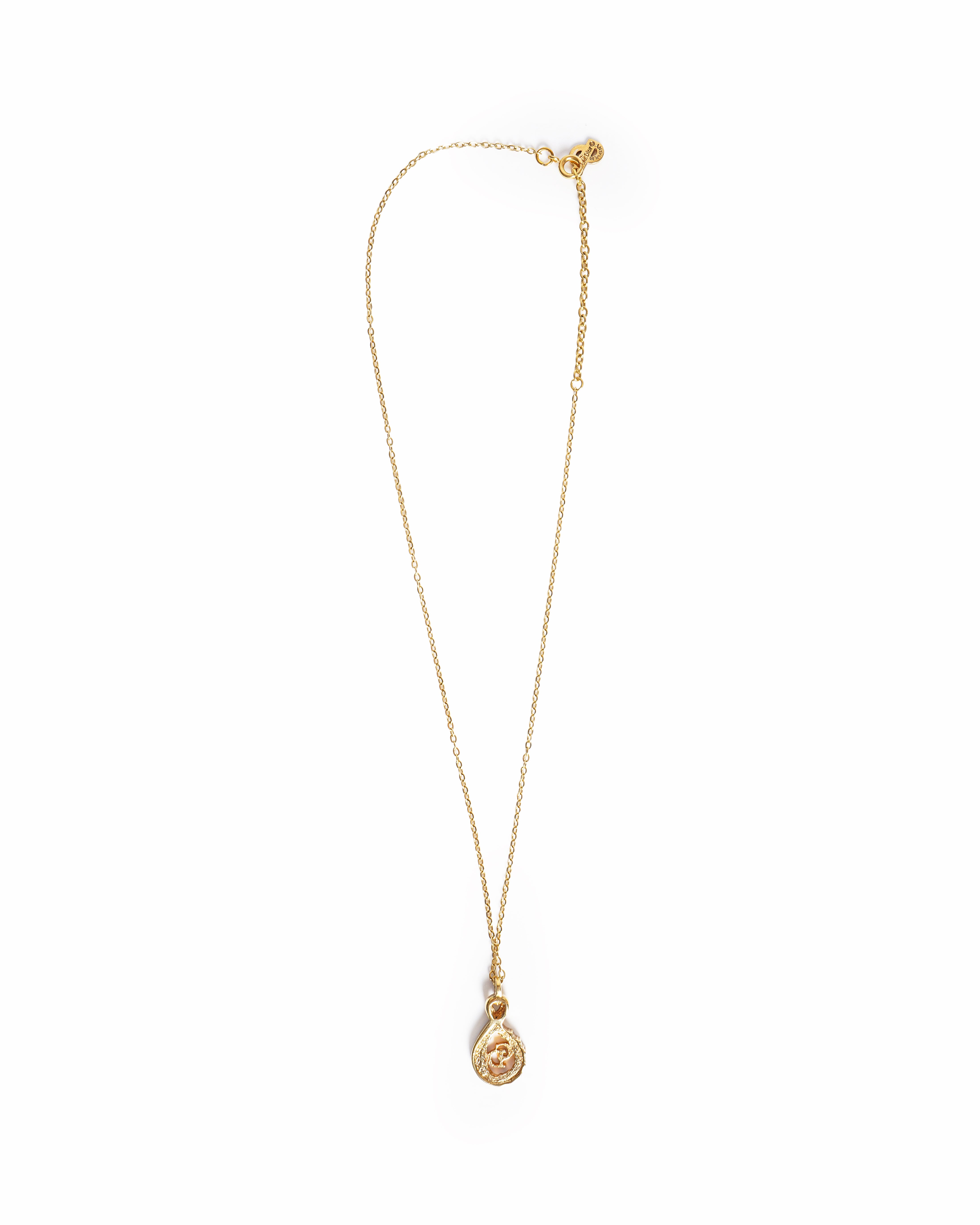 Vintage Dior Gold Tone CD Logo Rhinestone Pendant Necklace