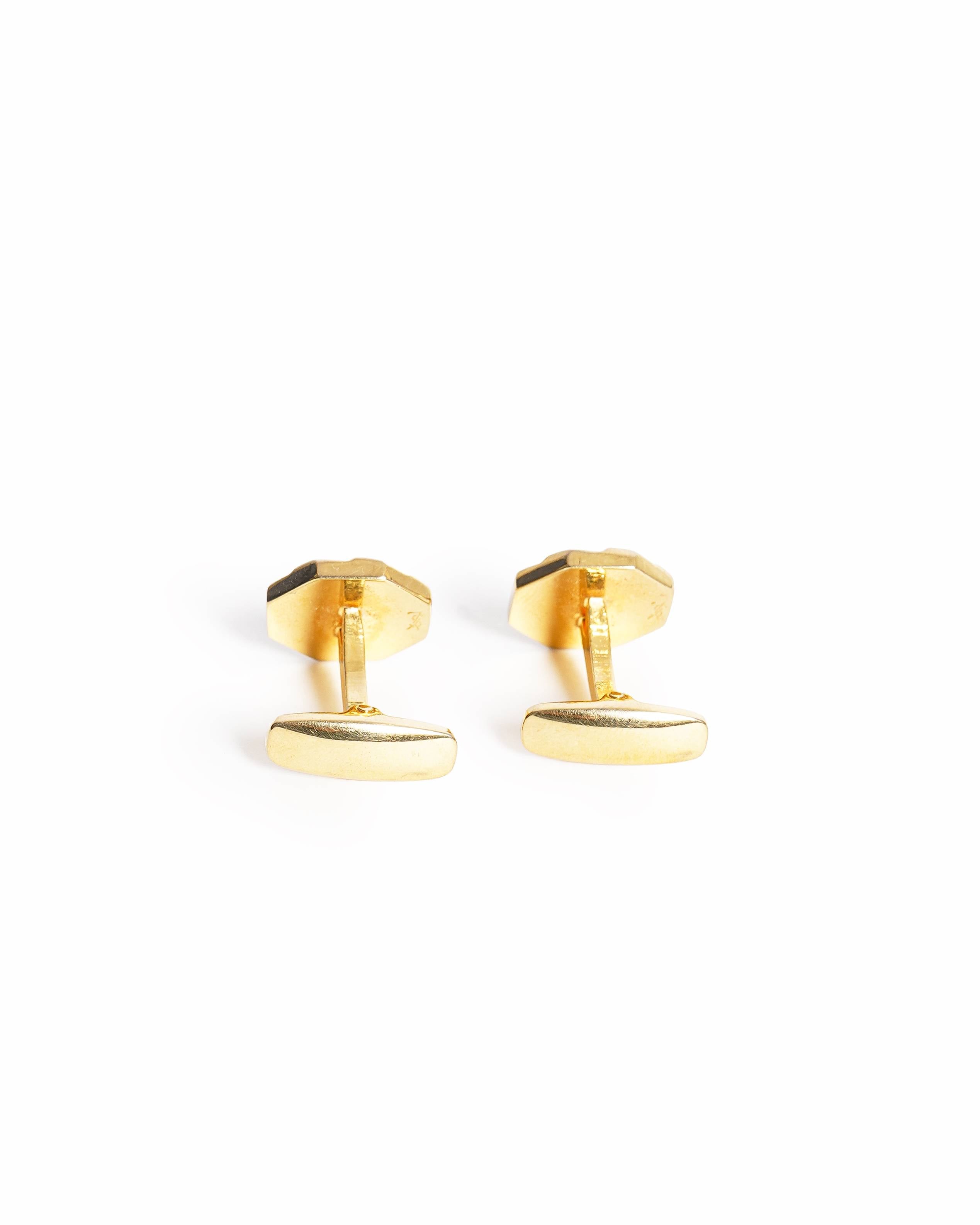 Yves Saint Laurent Vintage Gold-Plated Onyx Octagonal Cufflinks