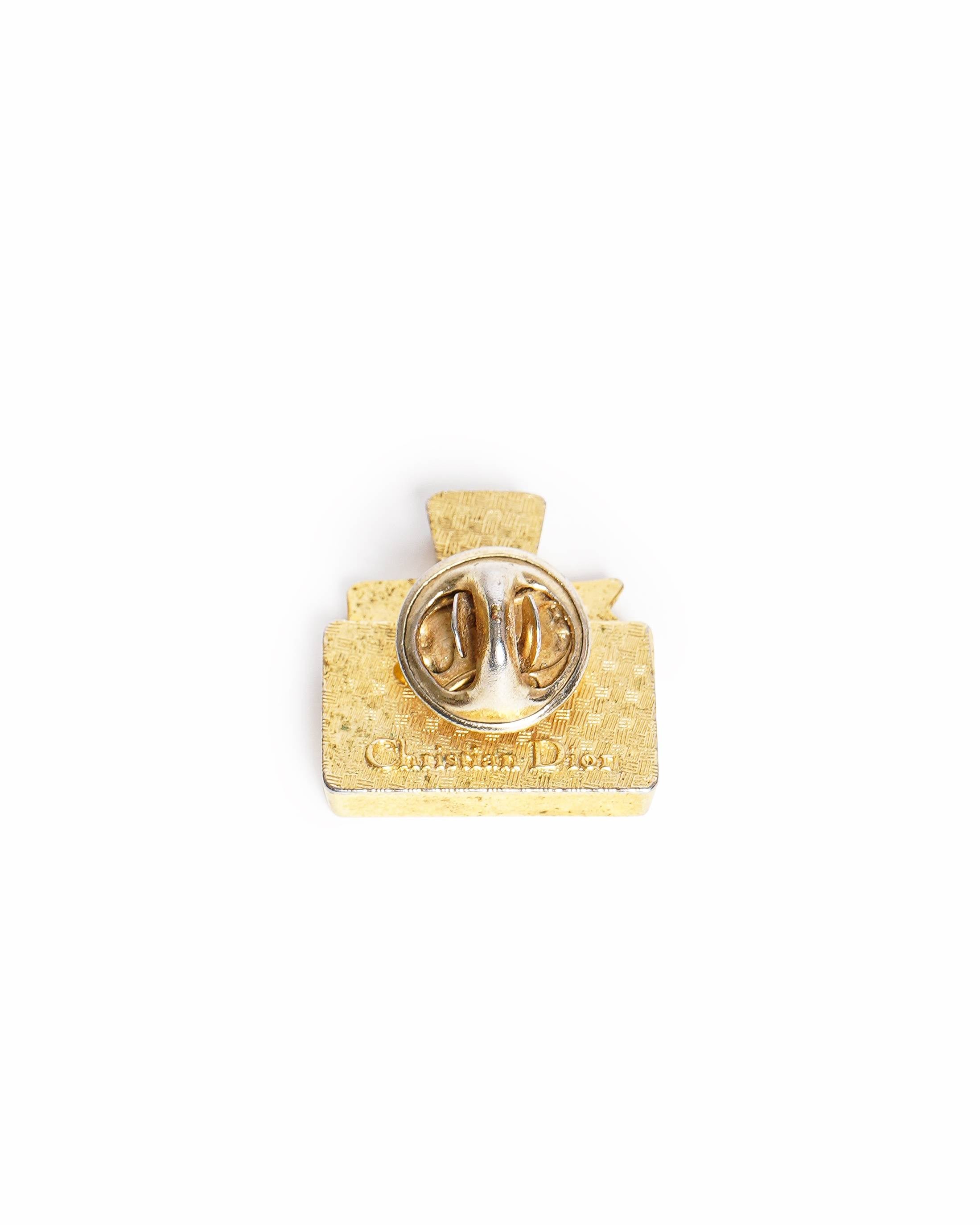 Vintage Christian Dior Gold-Plated "Miss Dior" Perfum Bottle Brooch Pin