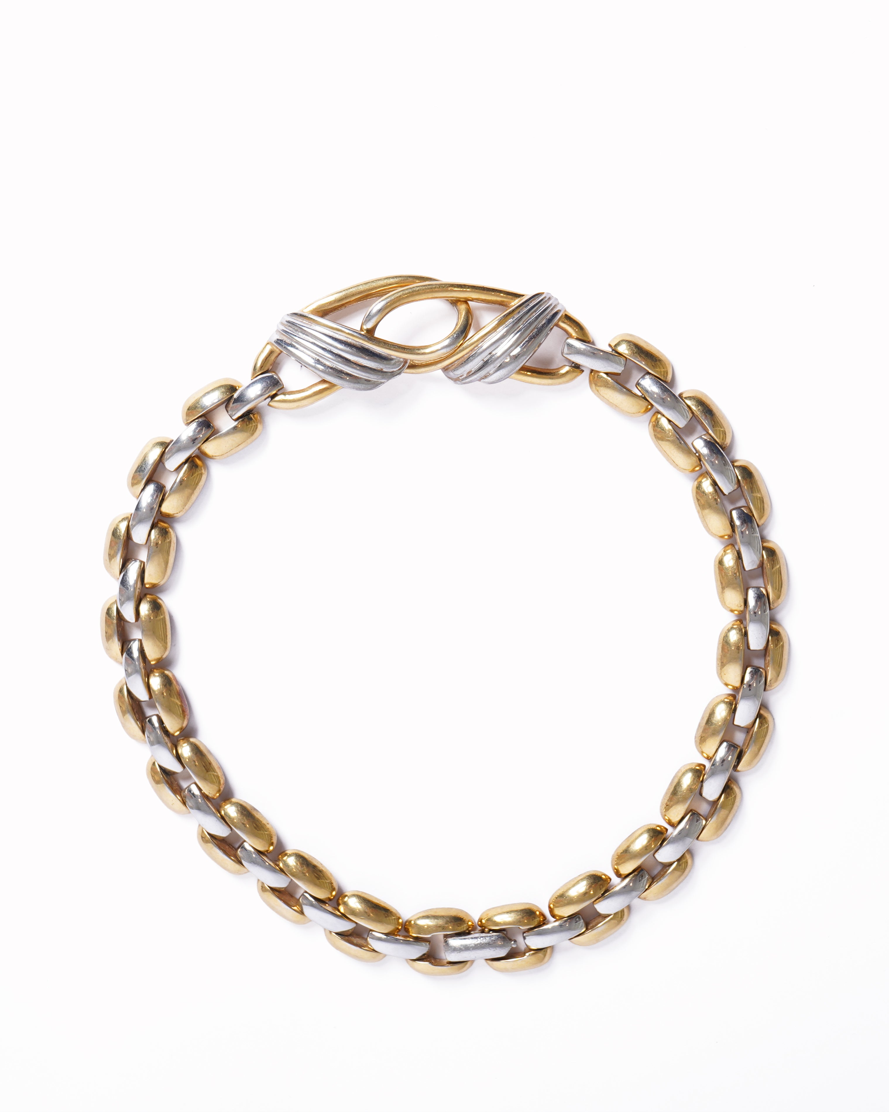 Vintage Guy Laroche Two-Tone Gold/Silver Plated Chain Link Necklace
