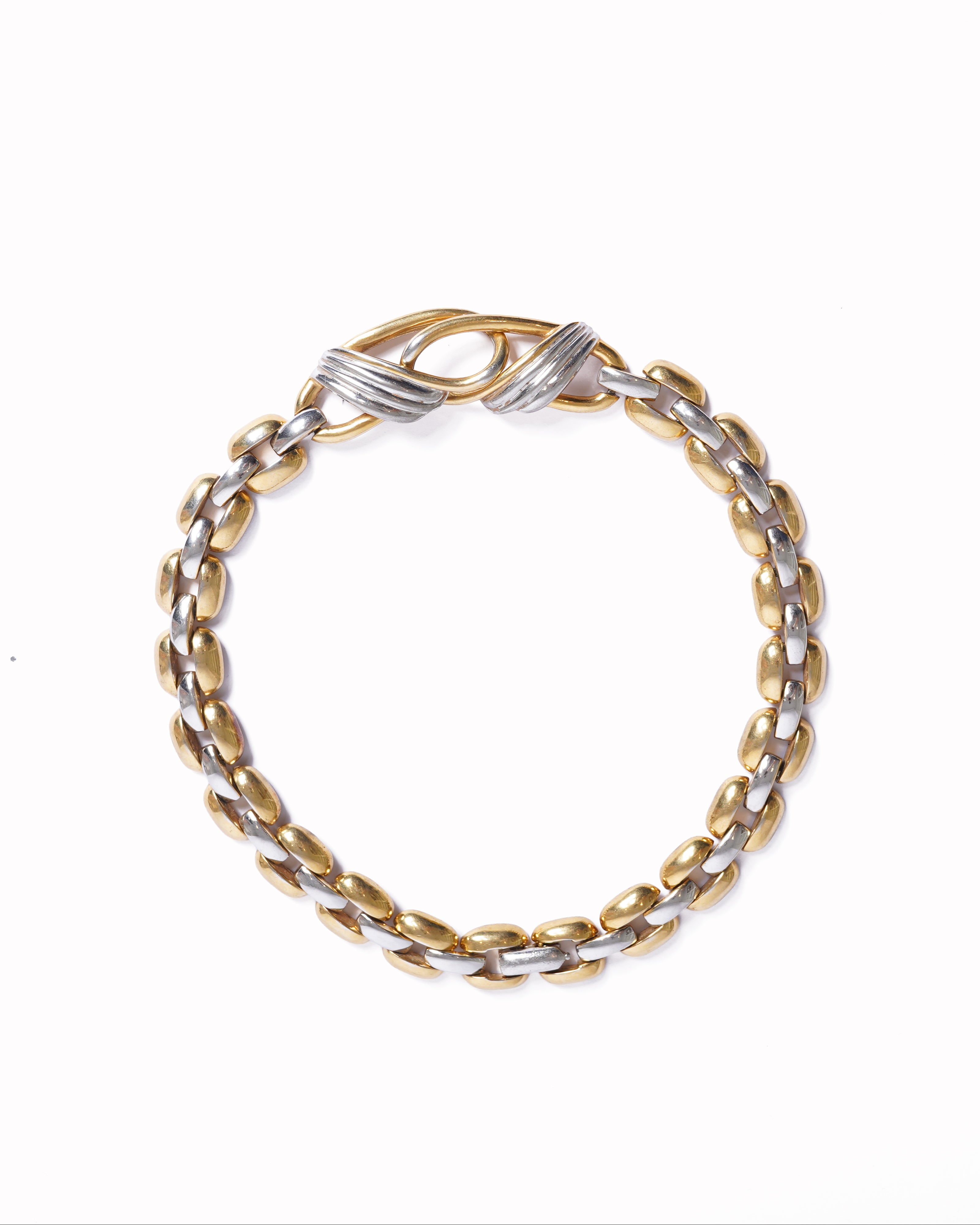 Vintage Guy Laroche Two-Tone Gold/Silver Plated Chain Link Necklace