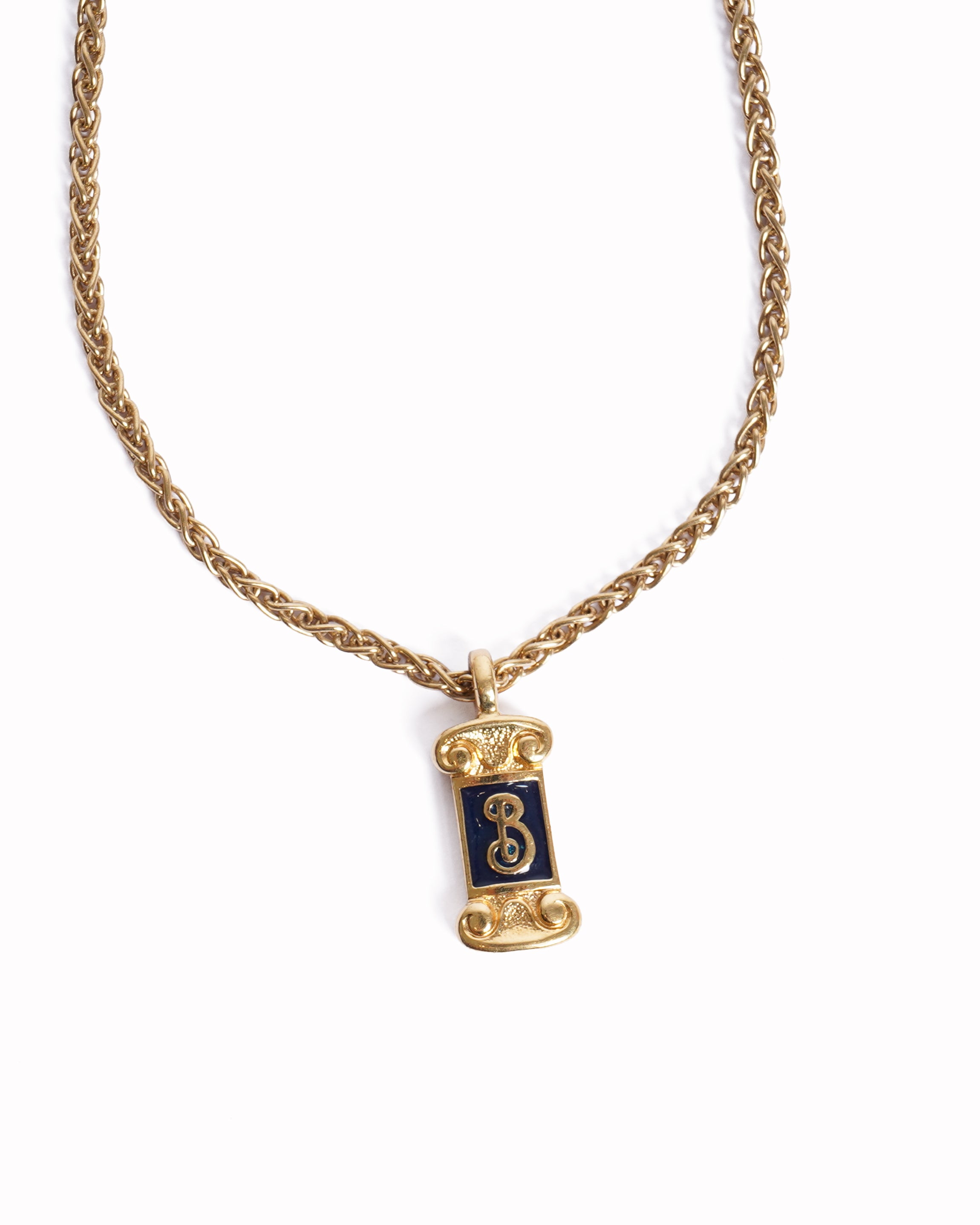 Vintage Burberrys Black Enamel Gold-Plated Pendant