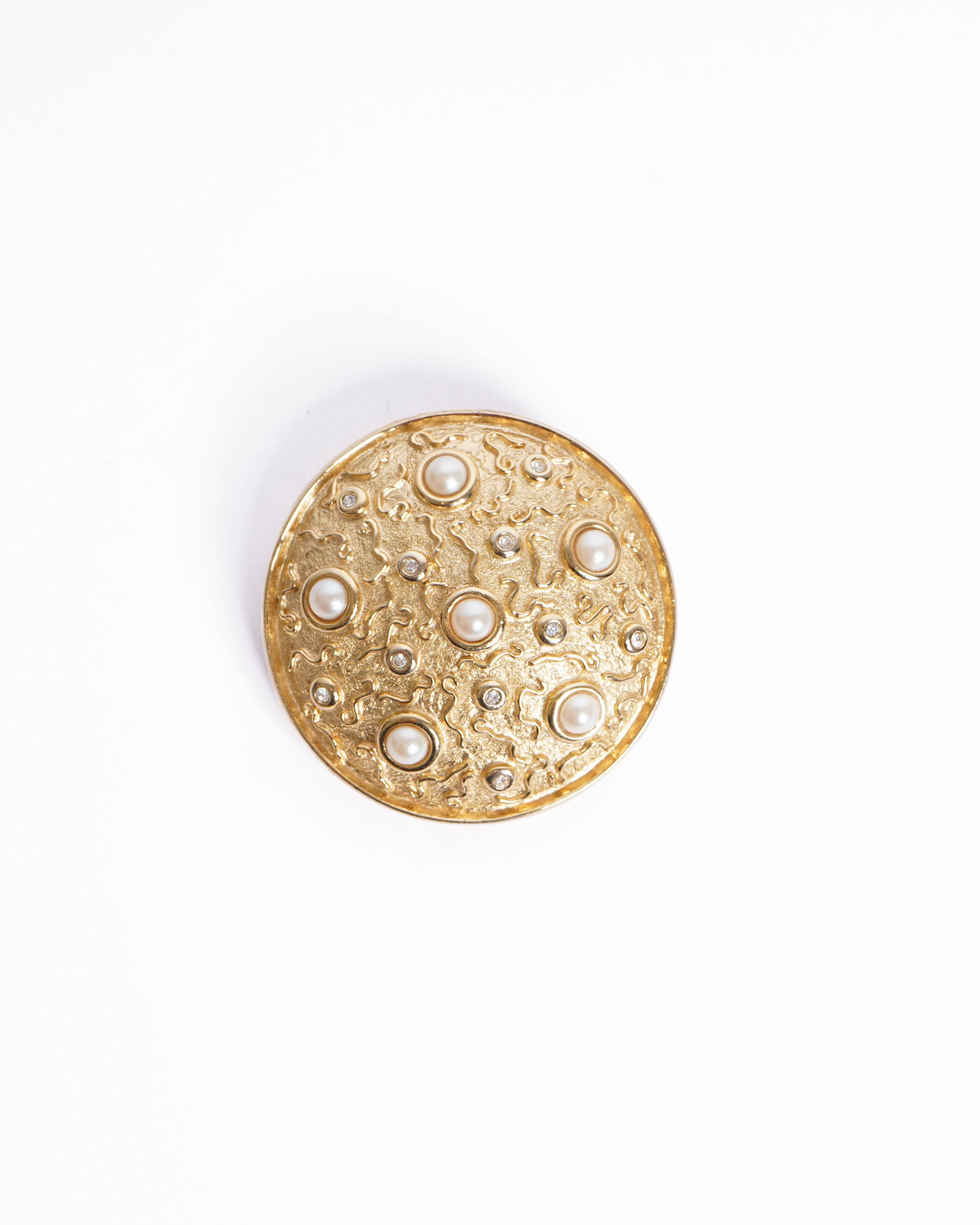 Vintage Guy Laroche Gold Plated Earrings WIth Pearl Accent