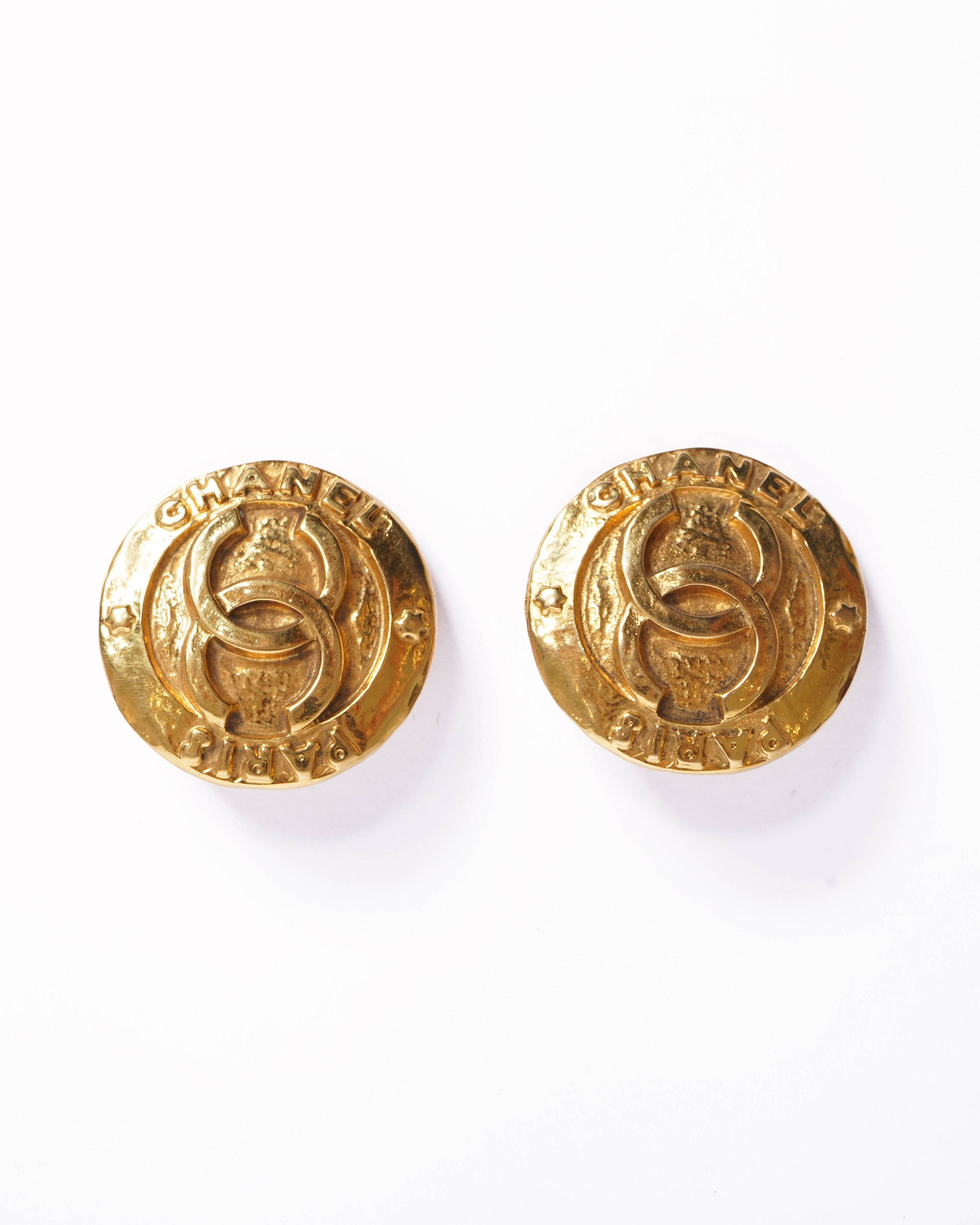 Vintage Chanel 1990's Gold Plated Earrings Made In France