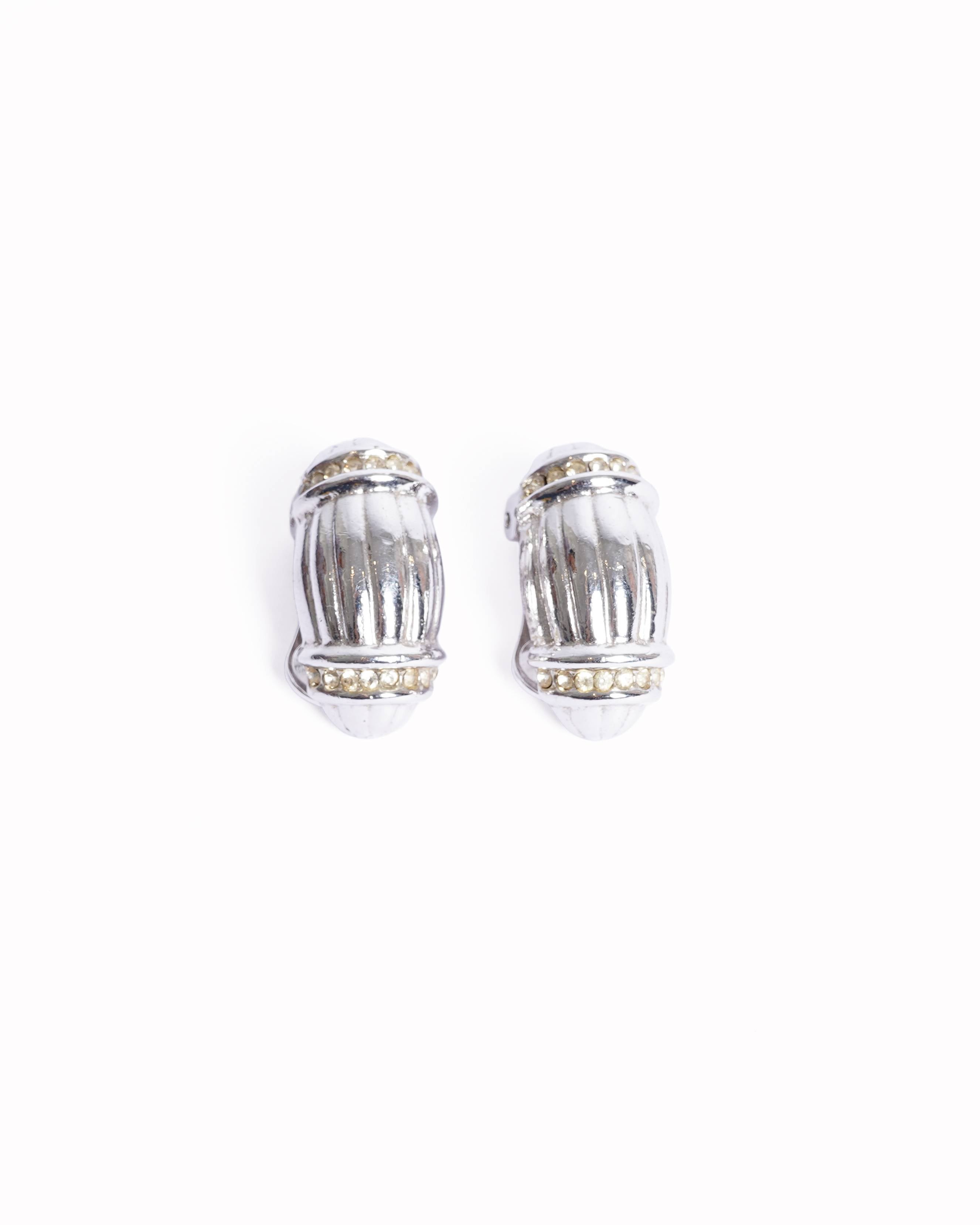 Vintage Dior Silver Tone Earrings Made In Germany