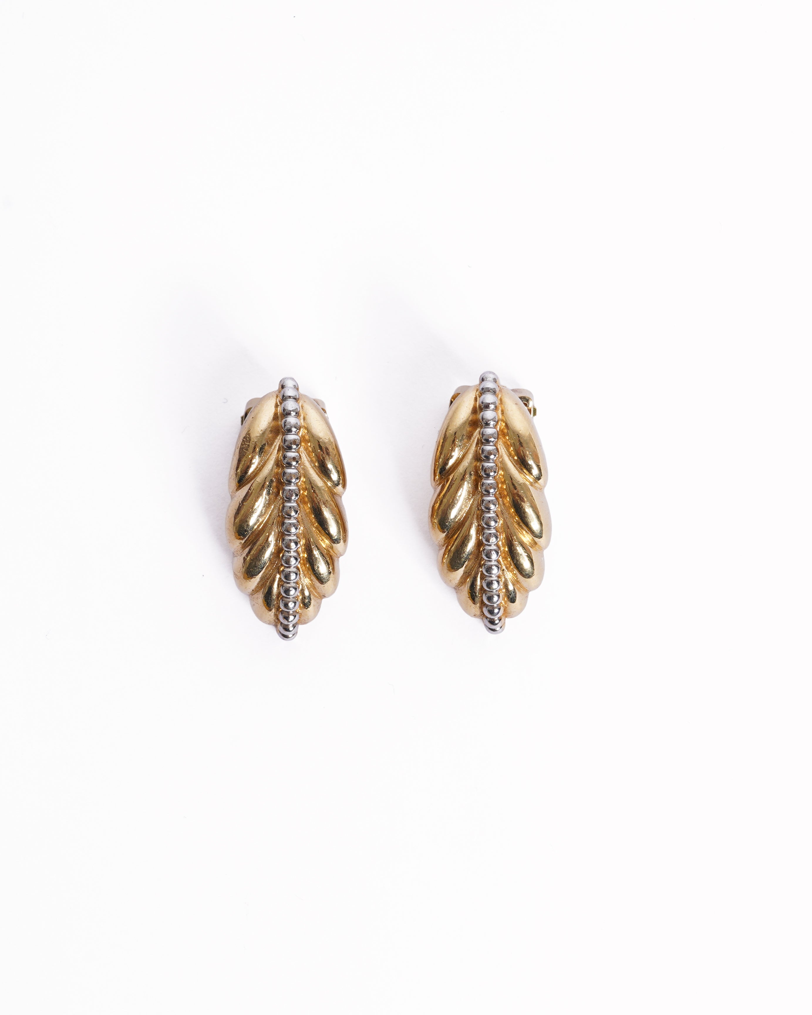 Vintage Burberrys Gold Plated Leaf Earrings