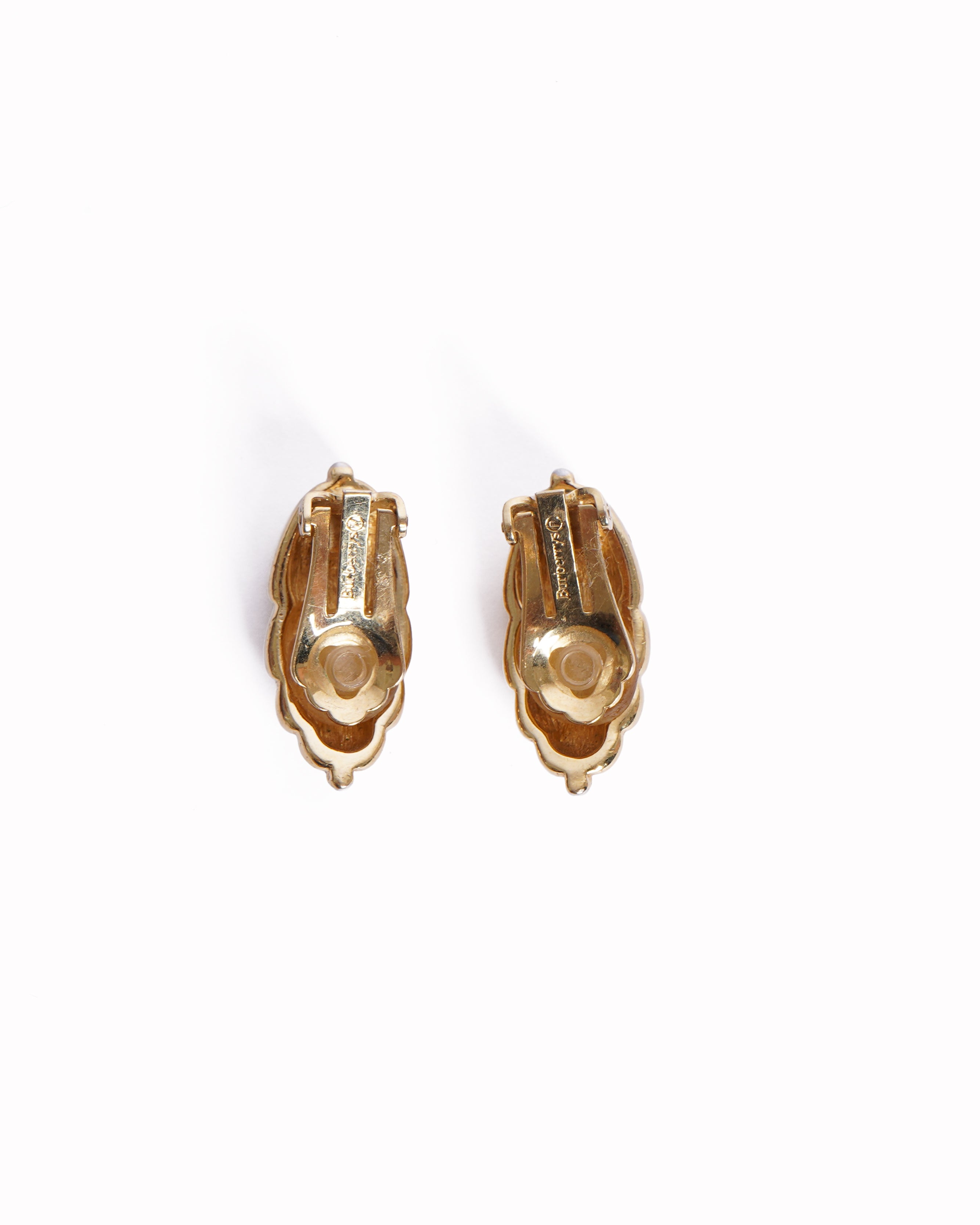 Vintage Burberrys Gold Plated Leaf Earrings