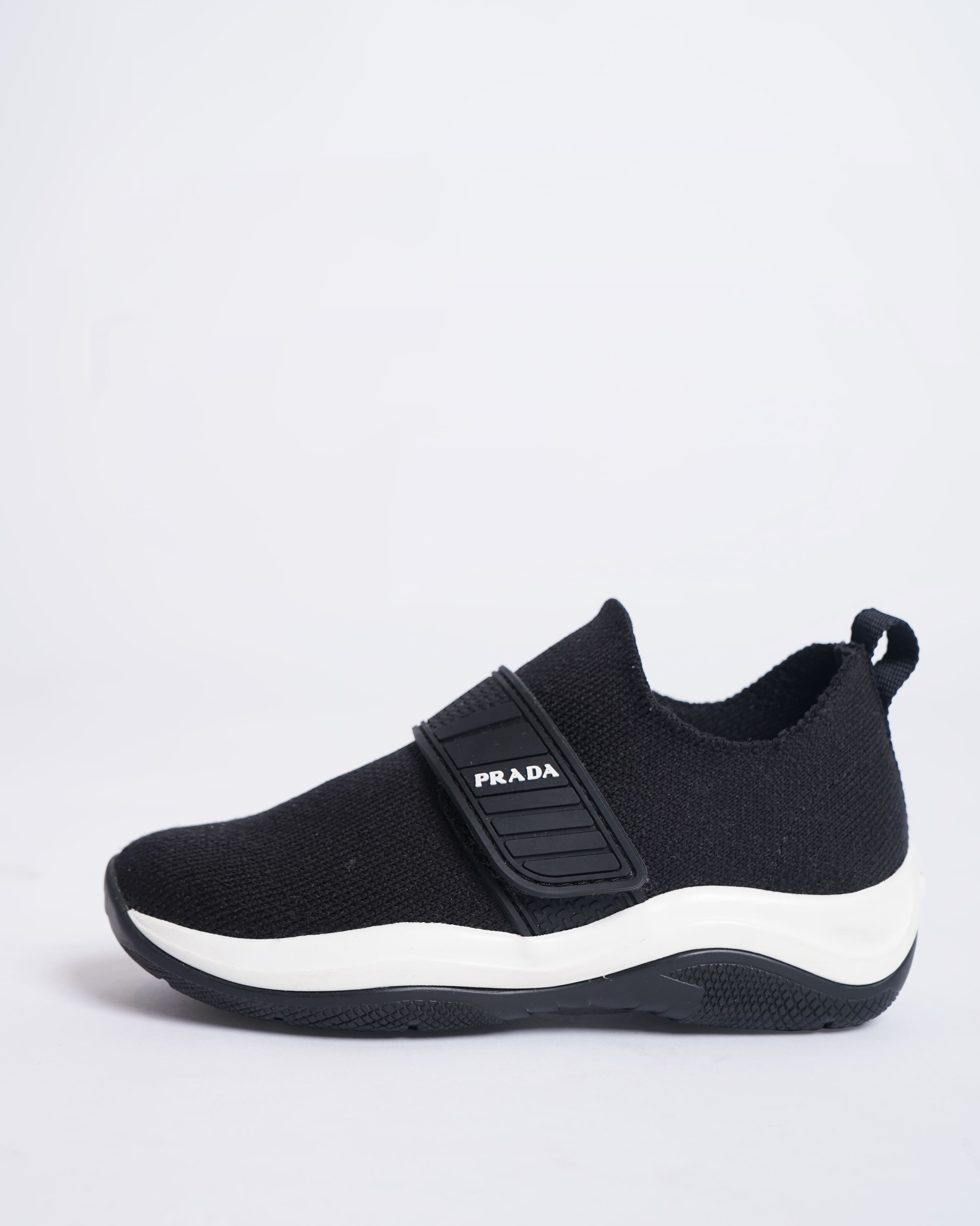 Prada Boys Shoes In Black With Velcro Closure