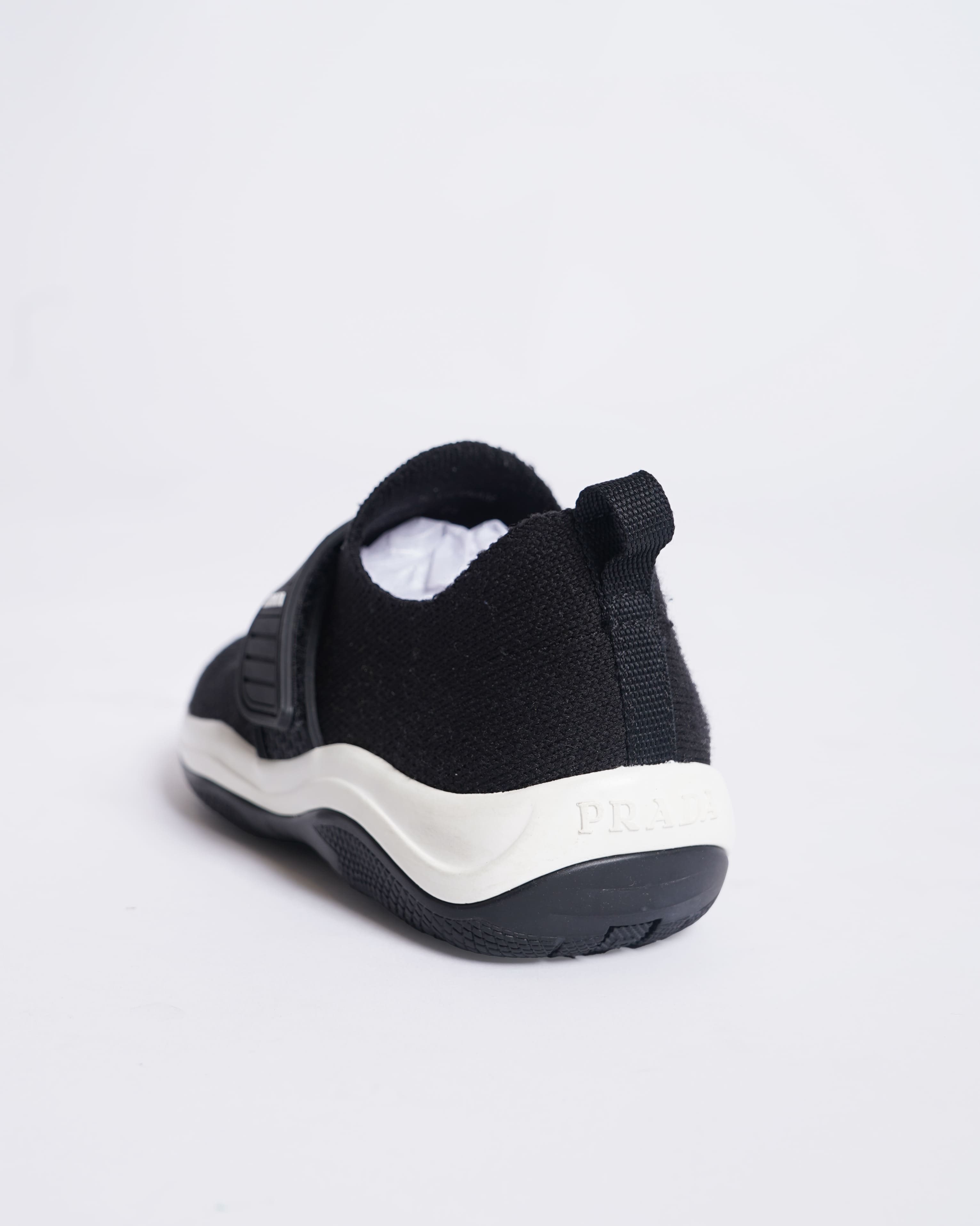 Prada Boys Shoes In Black With Velcro Closure