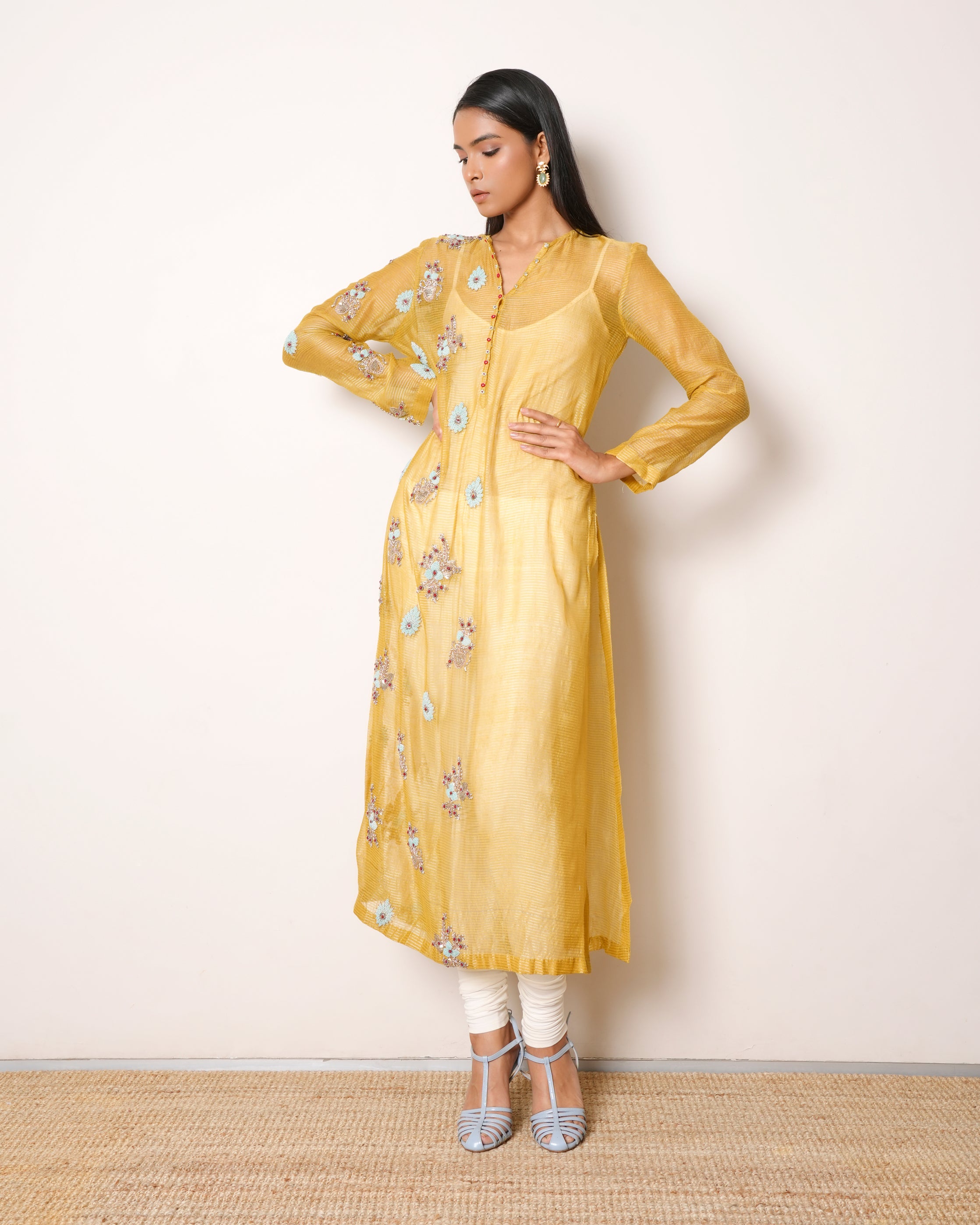 Anamika Khanna Yellow Zari Kurta