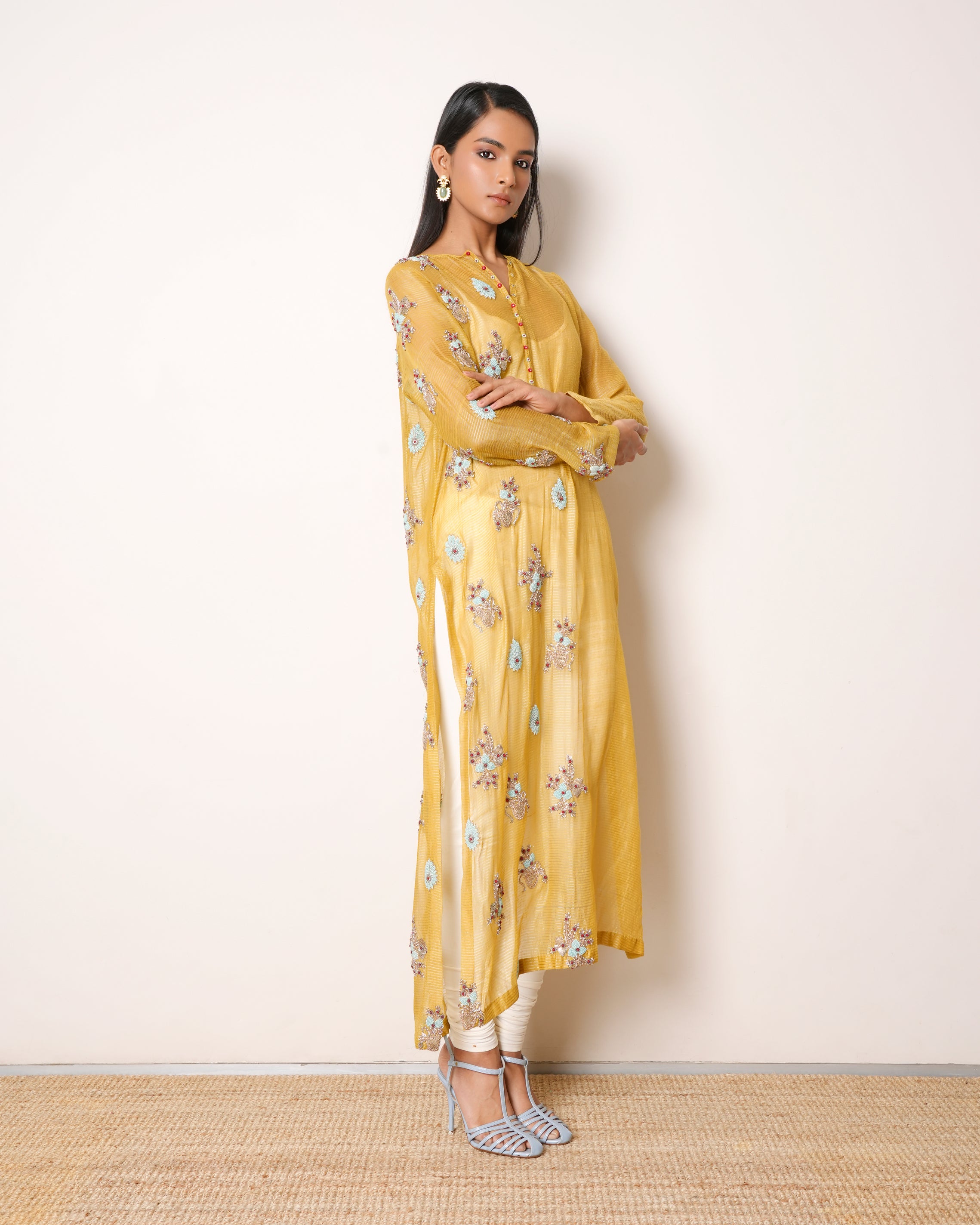 Anamika Khanna Yellow Zari Kurta